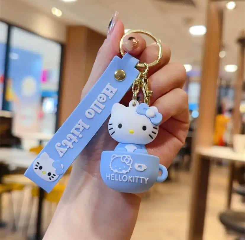 Hello Kitty Tasarımlı  Fincan Silikon Anahtarlık Çanta Süsü