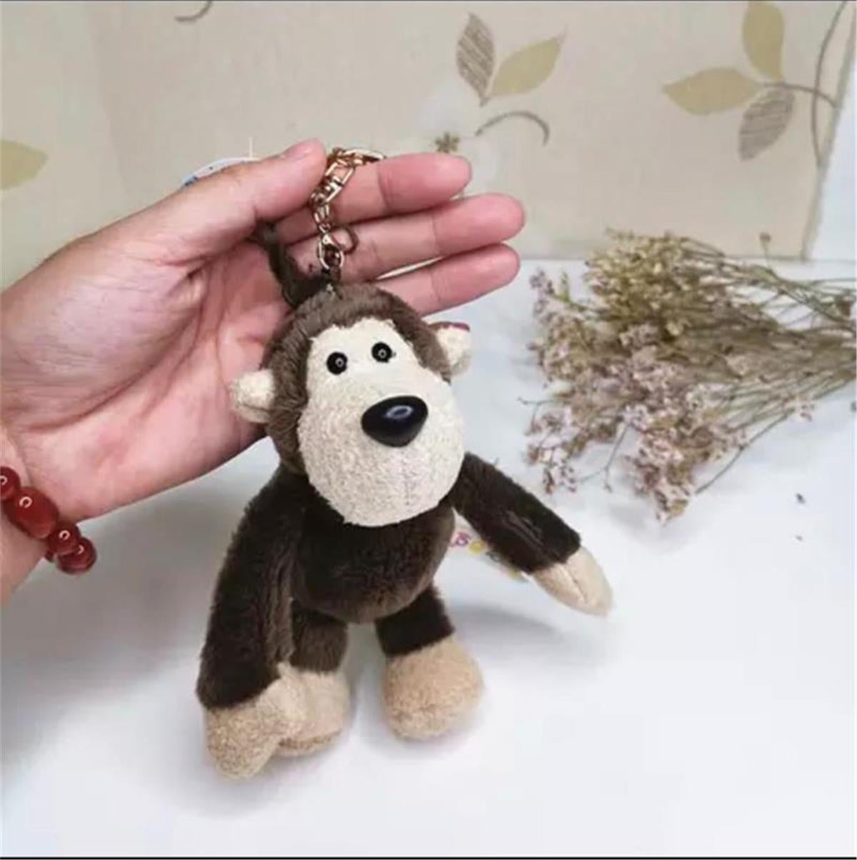 Sevimli Peluş Maymun Anahtarlık Çanta Süsü Kahverengi