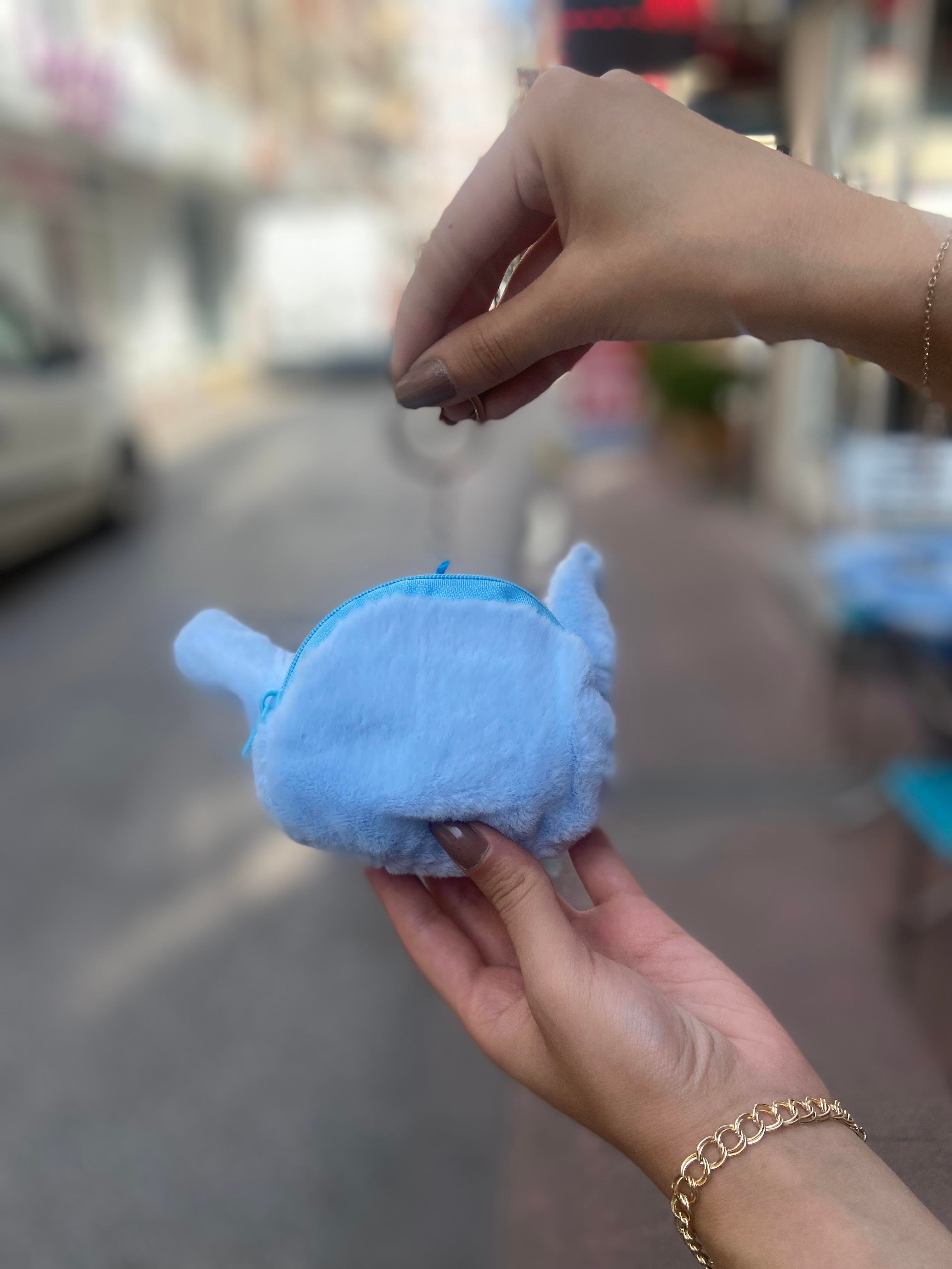 Sevimli Stitch Peluş Anahtarlık Cüzdan Mavi