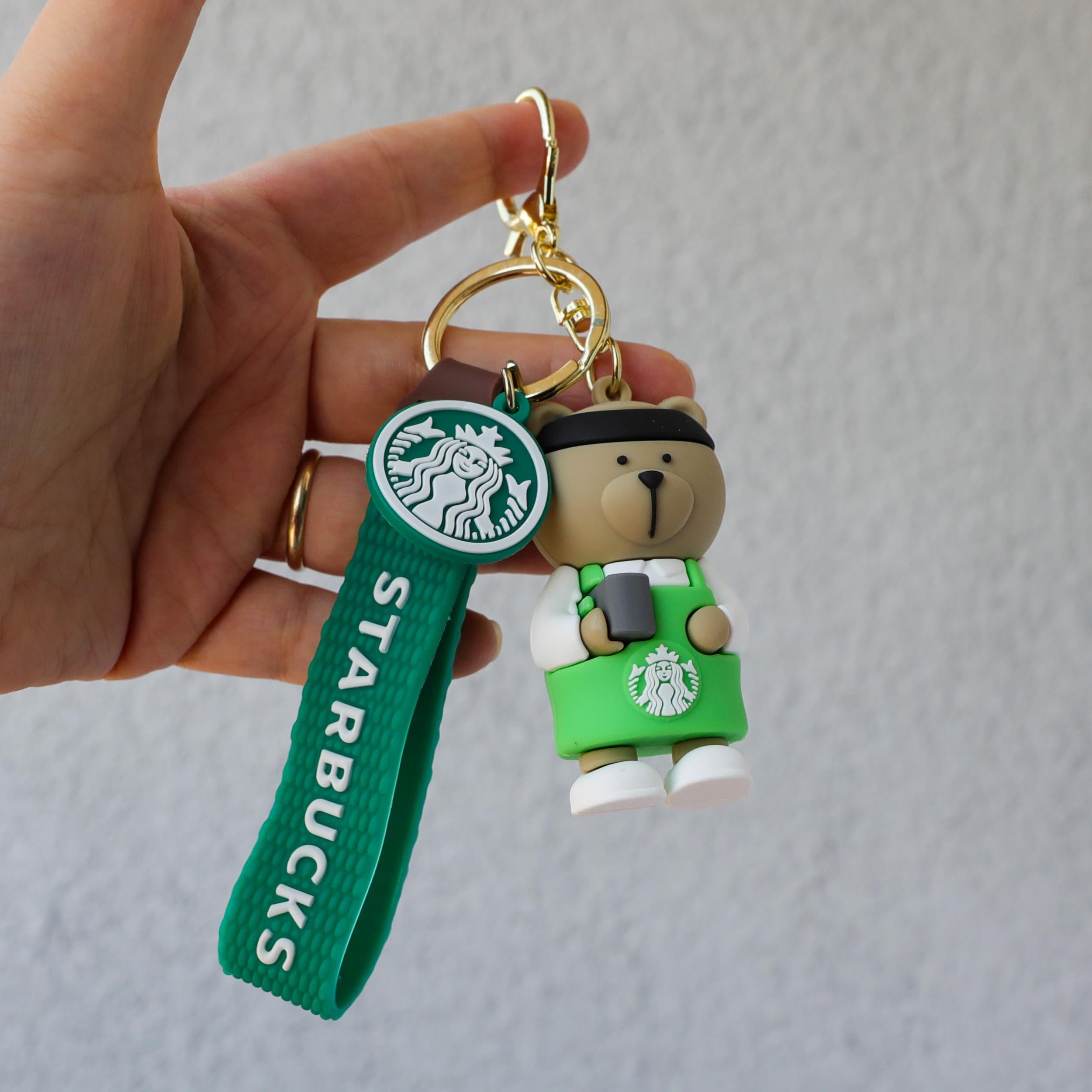 Starbucks Ayı 3D Karikatür Silikon Anahtarlık 