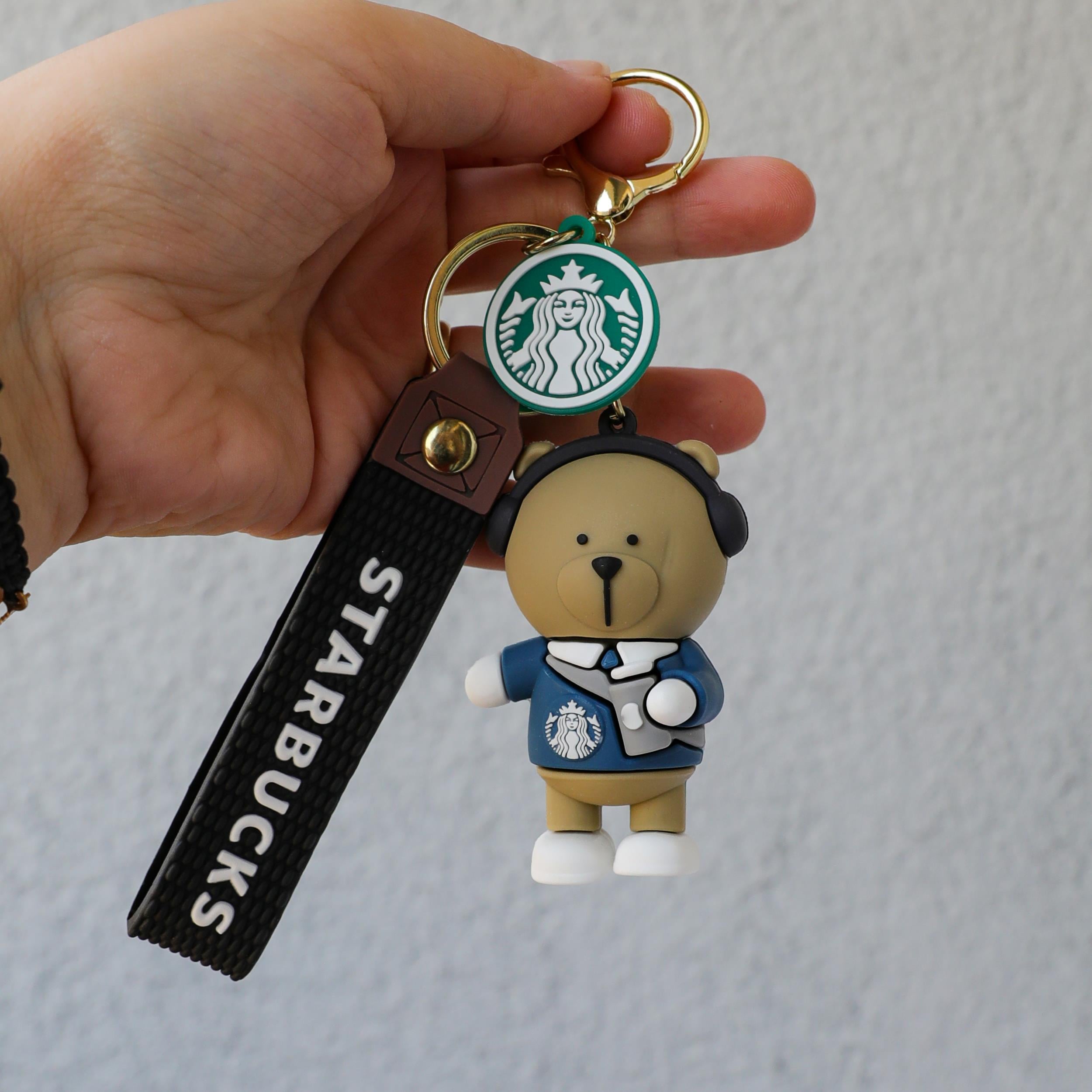 Starbucks Ayı 3D Karikatür Silikon Anahtarlık 