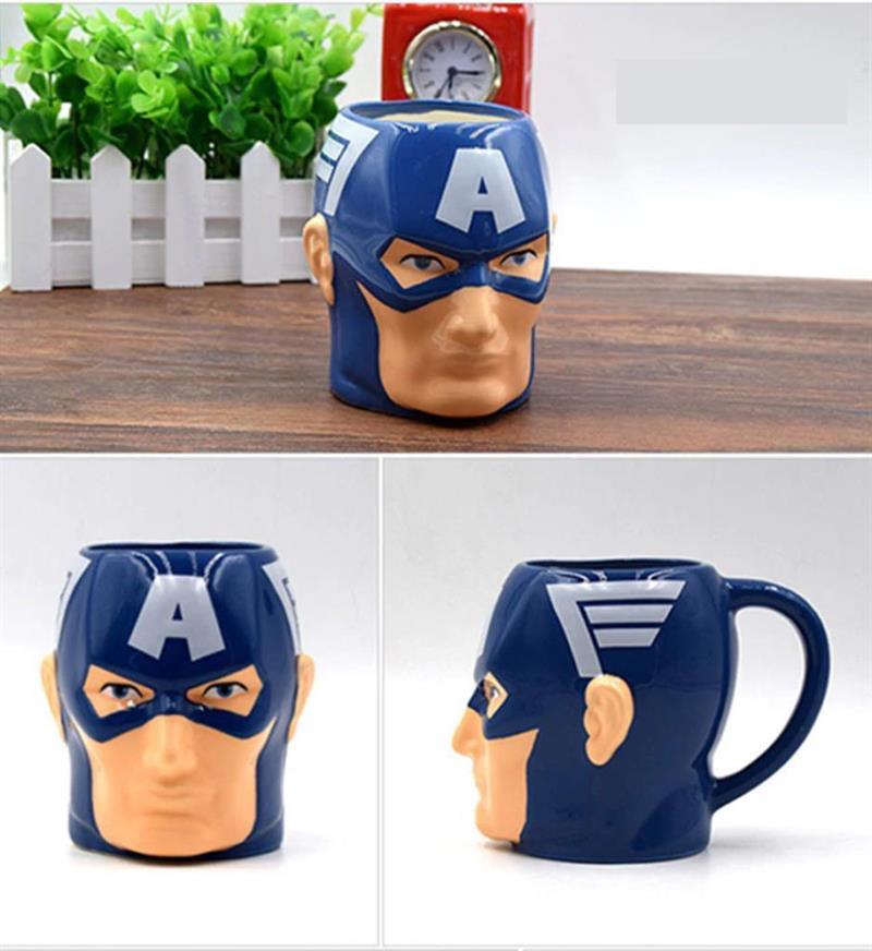 Süper Kahraman Kaptan Amerika Kupa Marvel 3D Avengers Su Bardağı Kahve Süt Çay Seramik Bardak