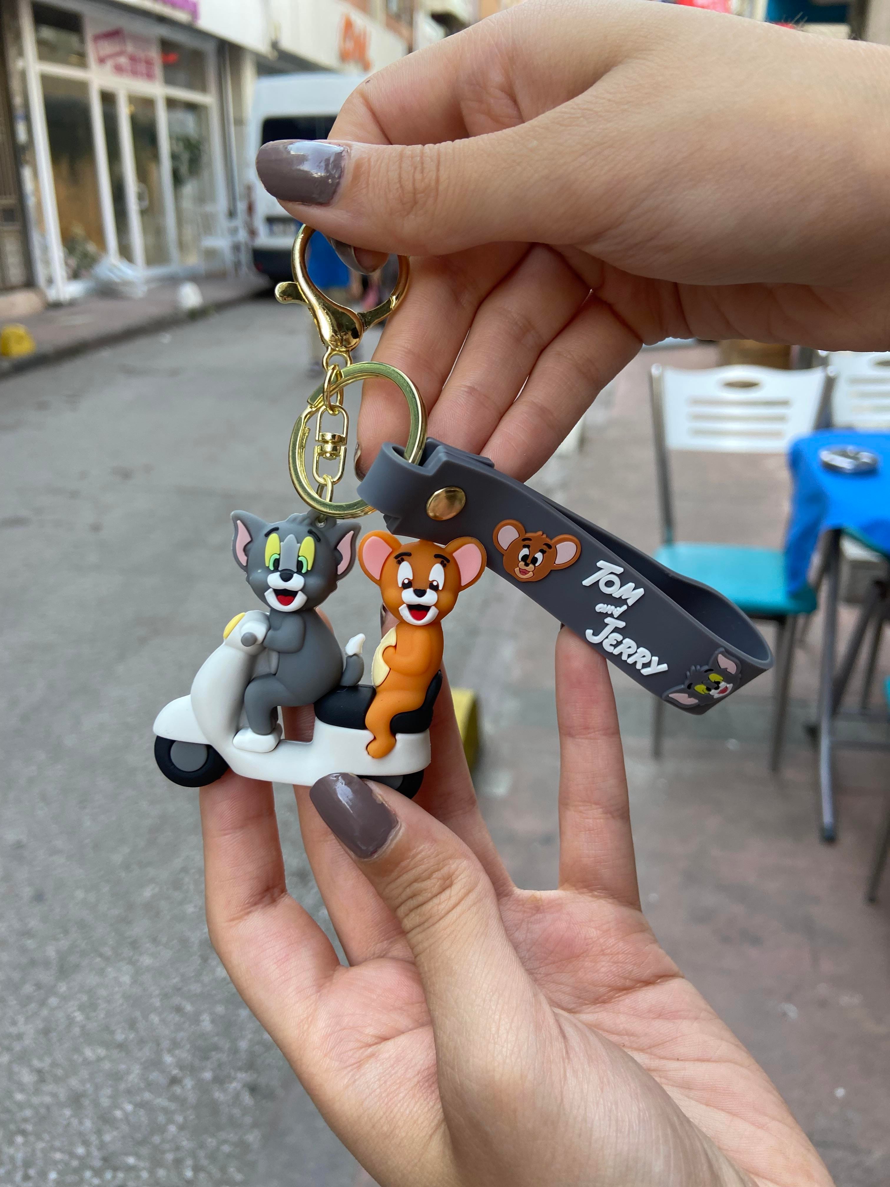 Tom&Jerry  Scooter Tasarımlı  Anahtarlık  Çanta Süsü  