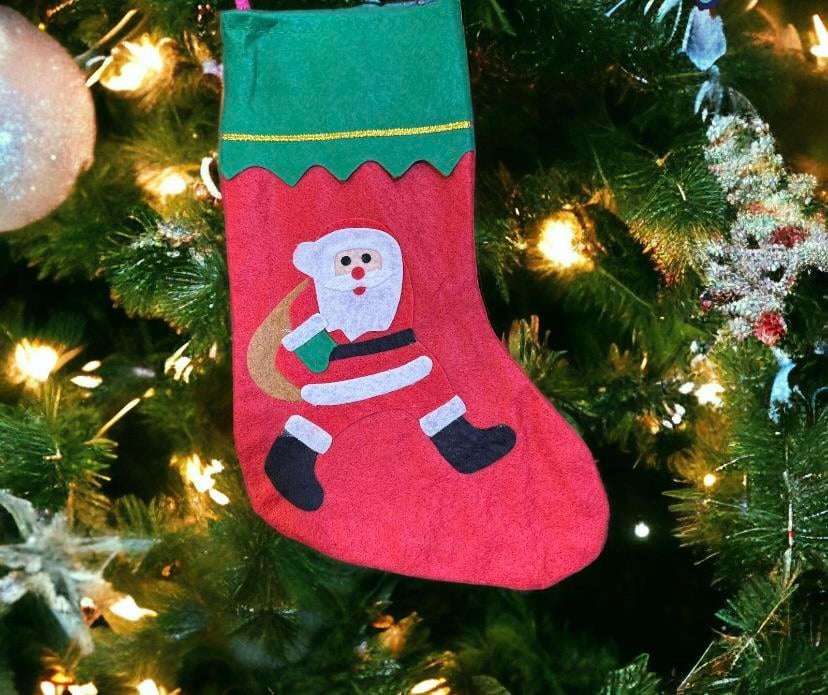 Yılbaşı Süsü Hediye Çorabı Kırmızı 35 Cm Noel Baba Çorabı Yılbaşı Hediye Çorabı