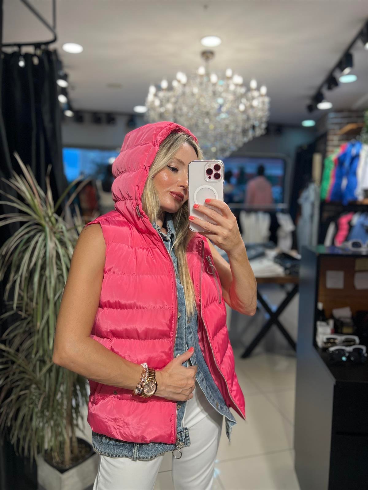  Pembe Şişme Mont 