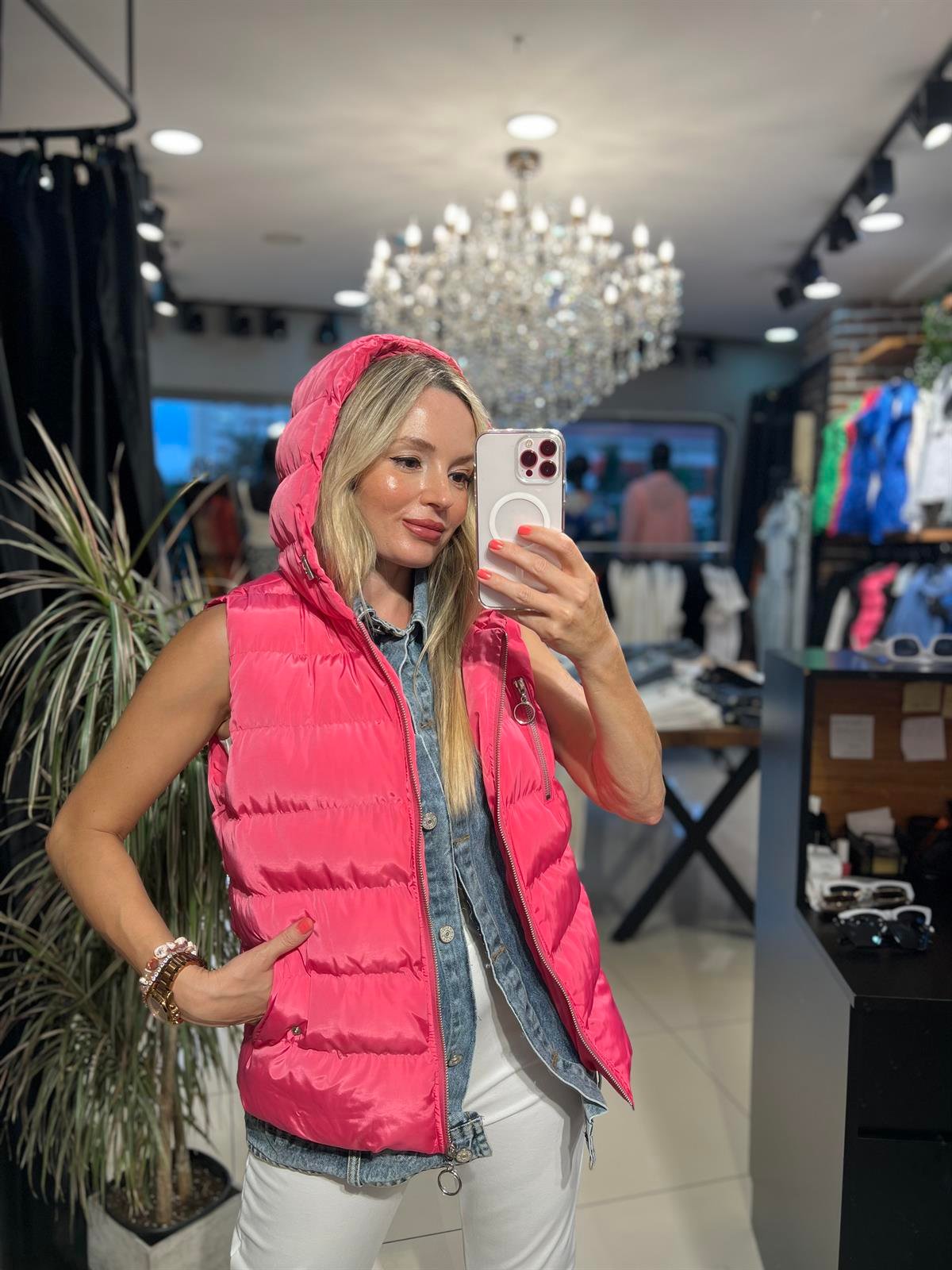  Pembe Şişme Mont 