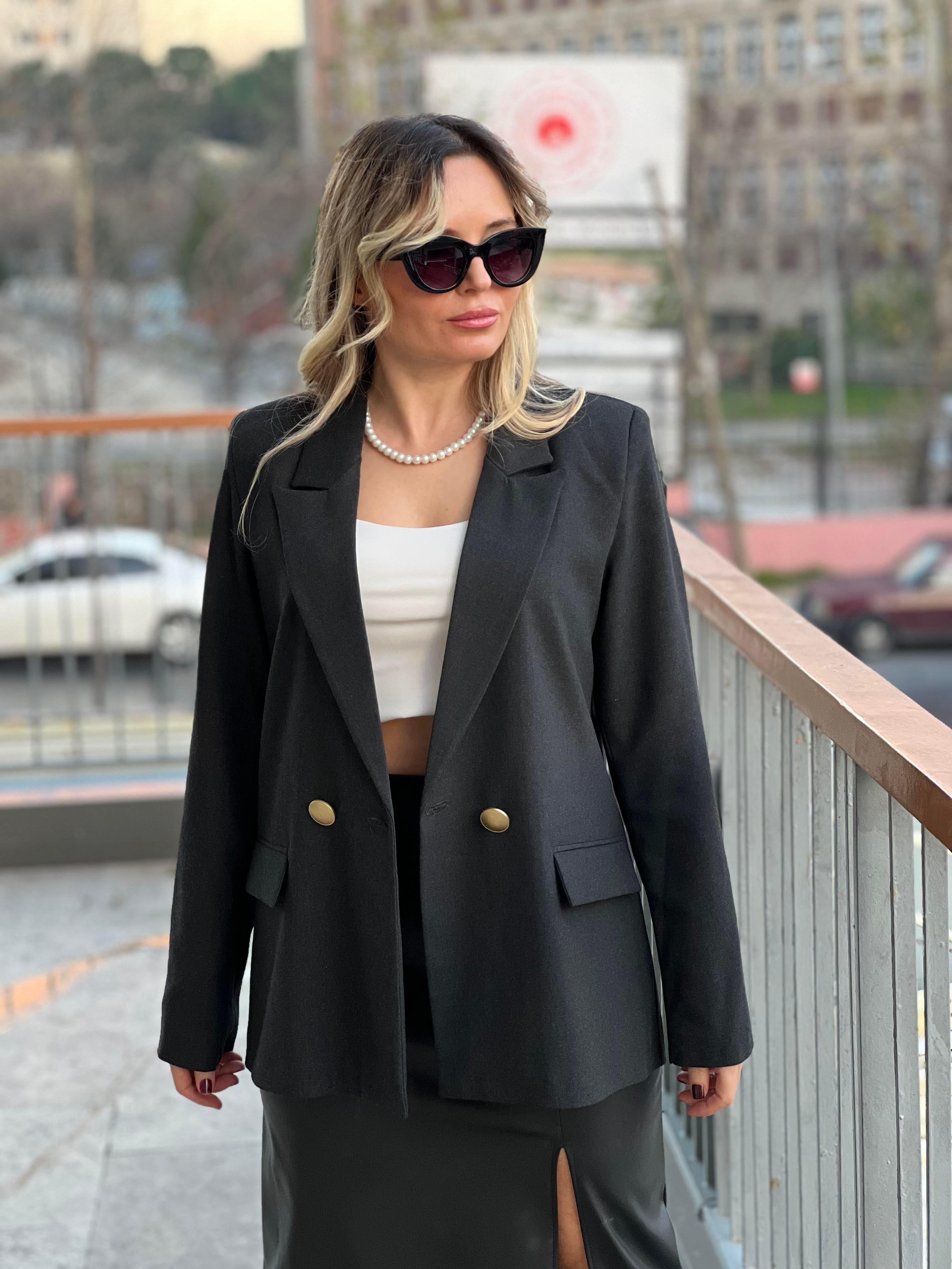 Antrasit Gri Blazer Ceket 