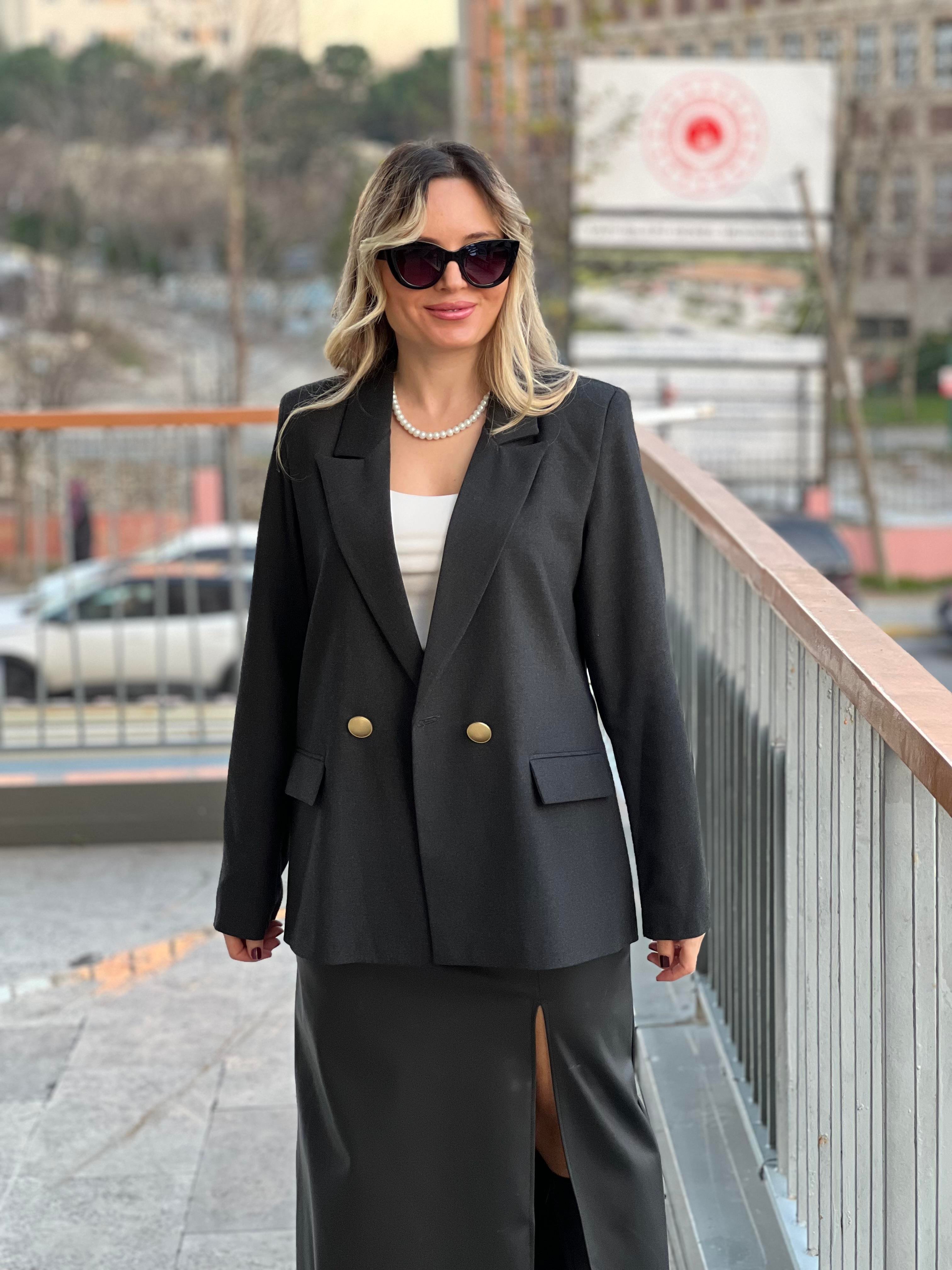 Antrasit Gri Blazer Ceket 