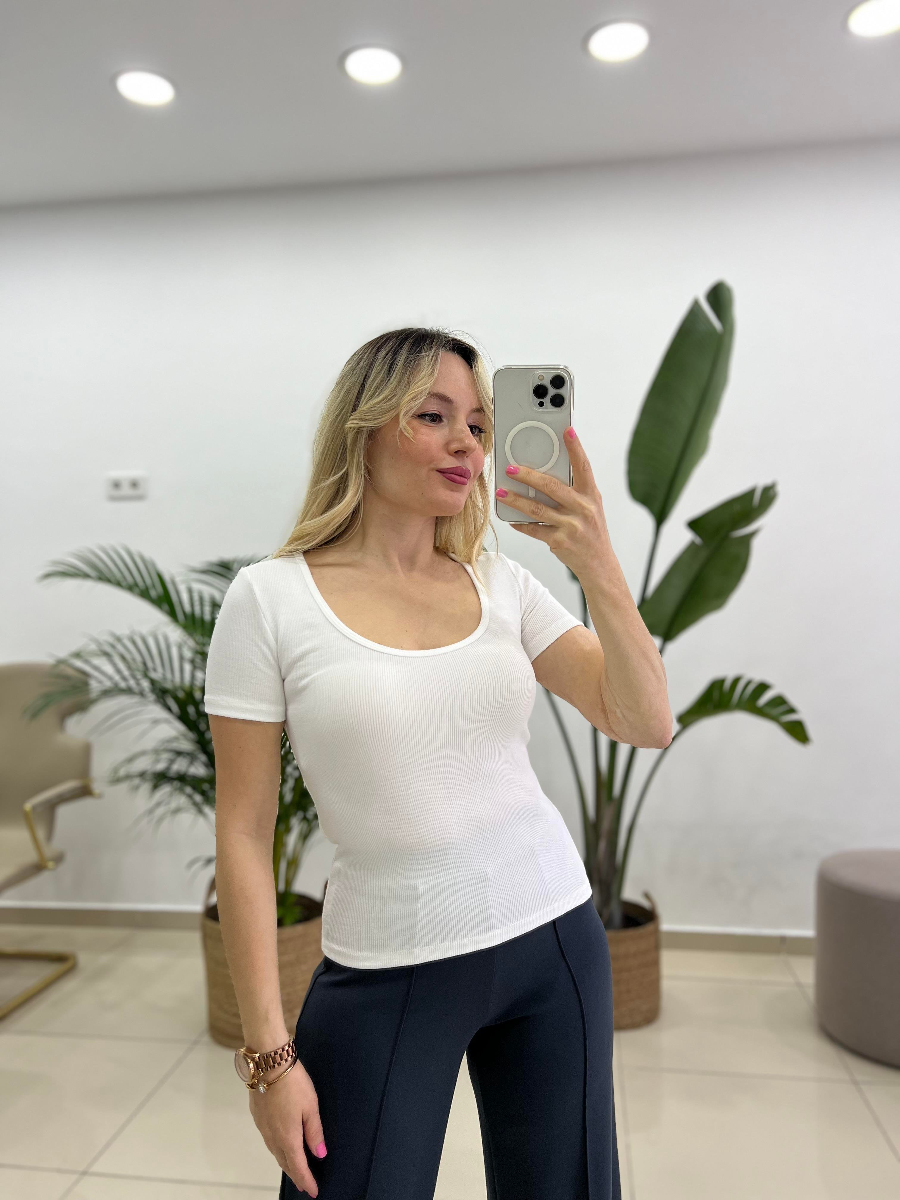 Beyaz Havuz Yaka Likralı Pamuk Badi