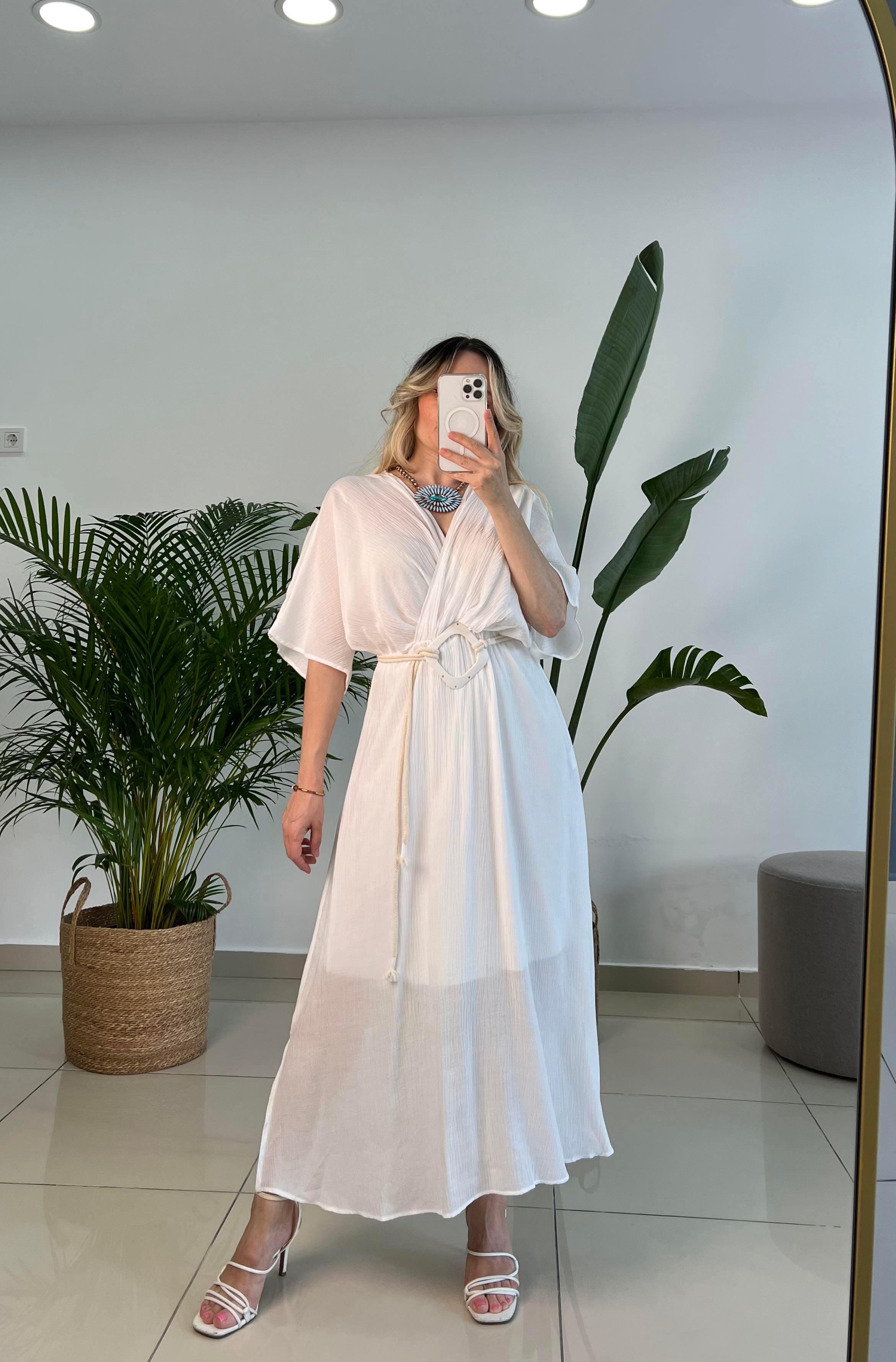 Beyaz Renk Helen Model Elbise