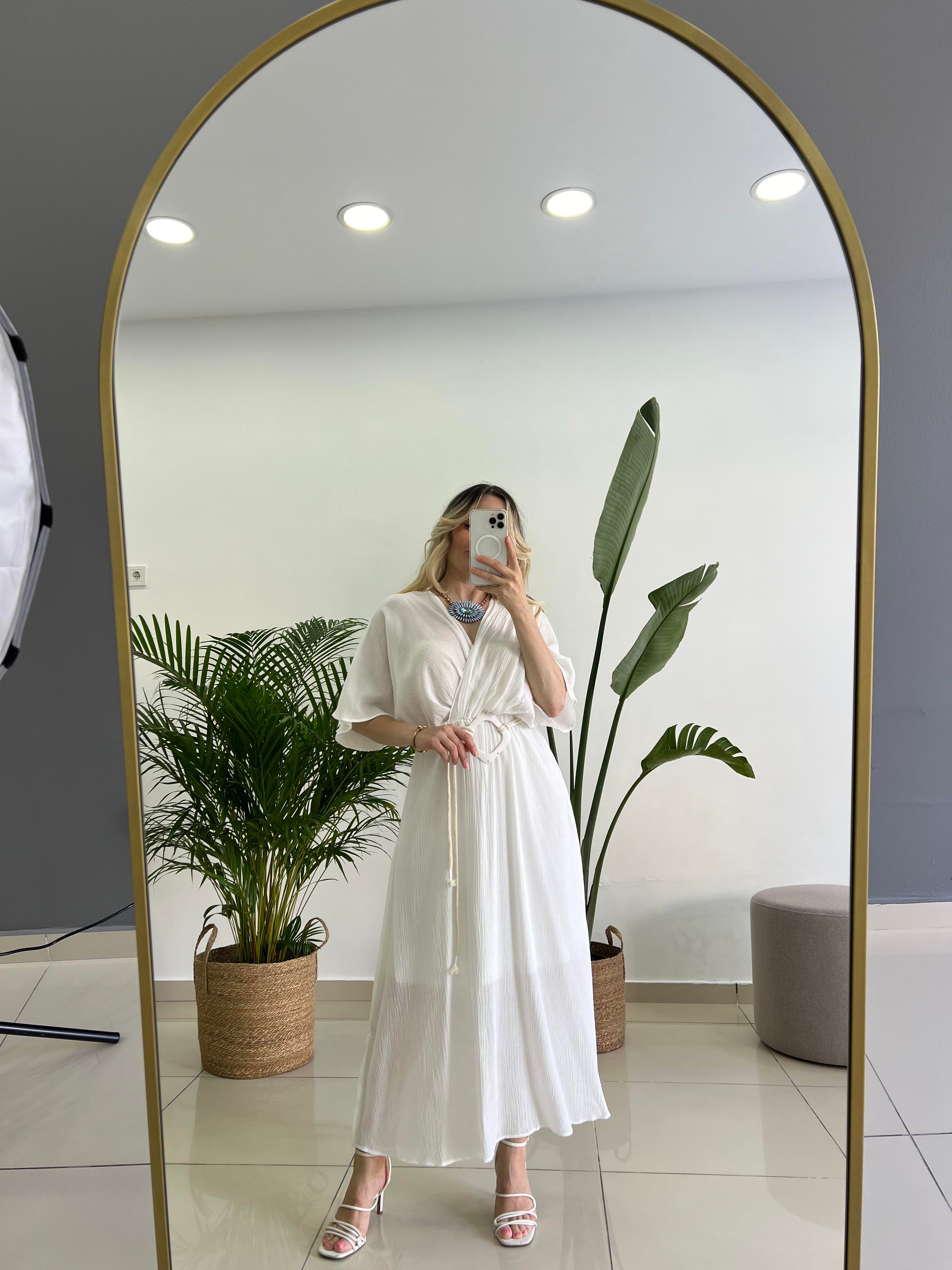 Beyaz Renk Helen Model Elbise
