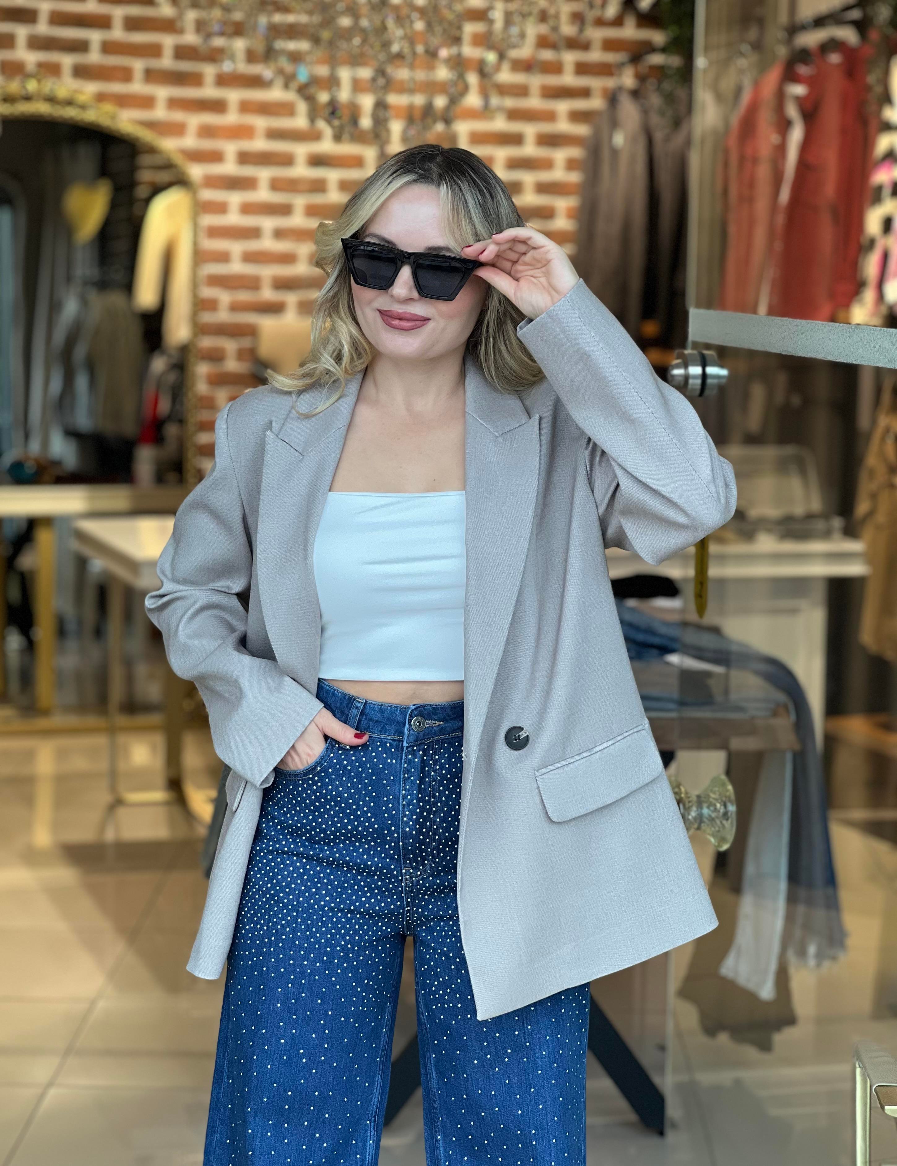 Camel Blazer Ceket