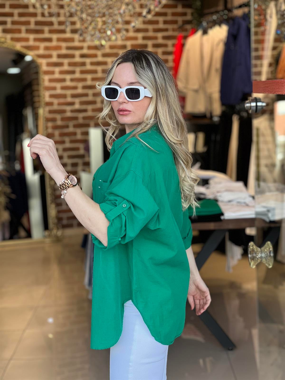 Çift Cepli Pamuk Spor Gömlek