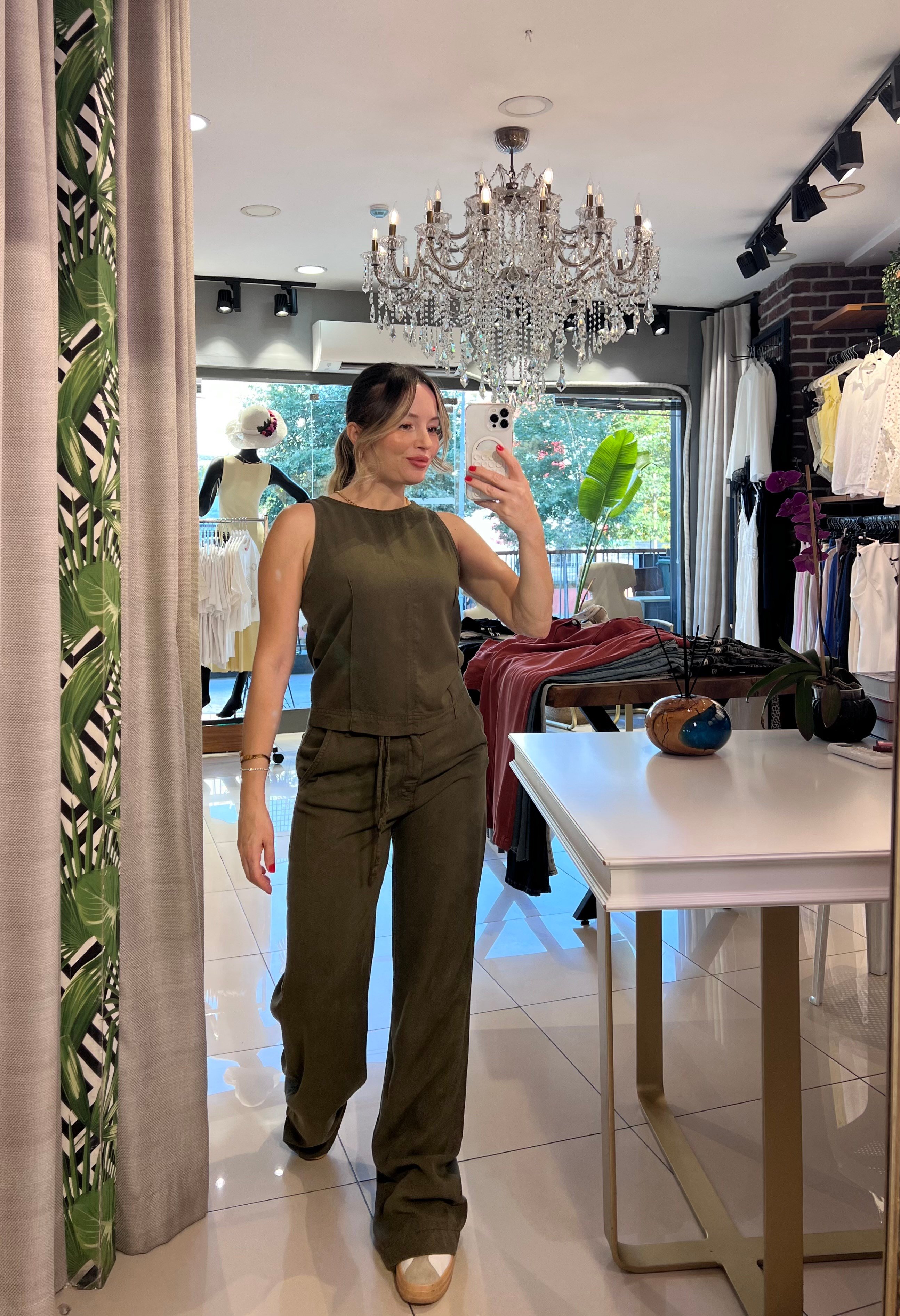 Haki Denim Bluz Pantolon Takım