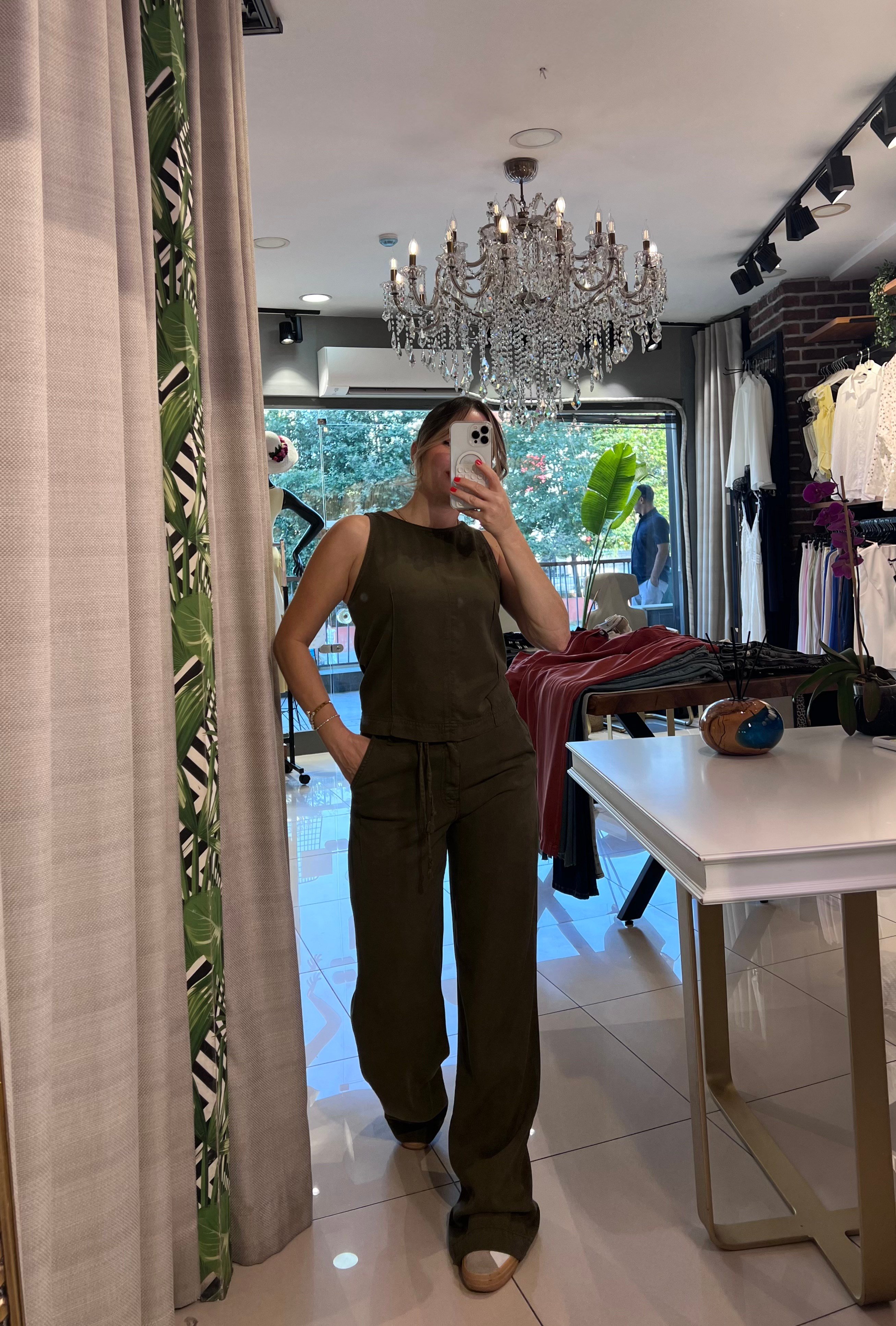 Haki Denim Bluz Pantolon Takım