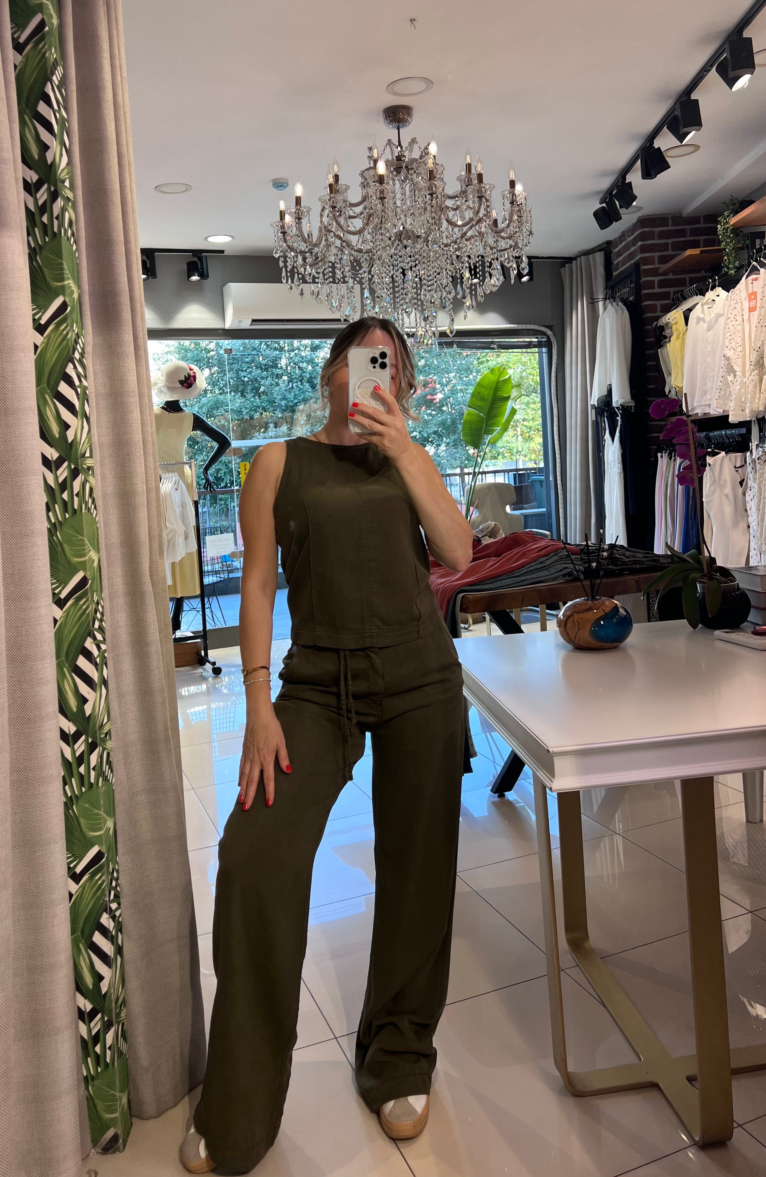 Haki Denim Bluz Pantolon Takım