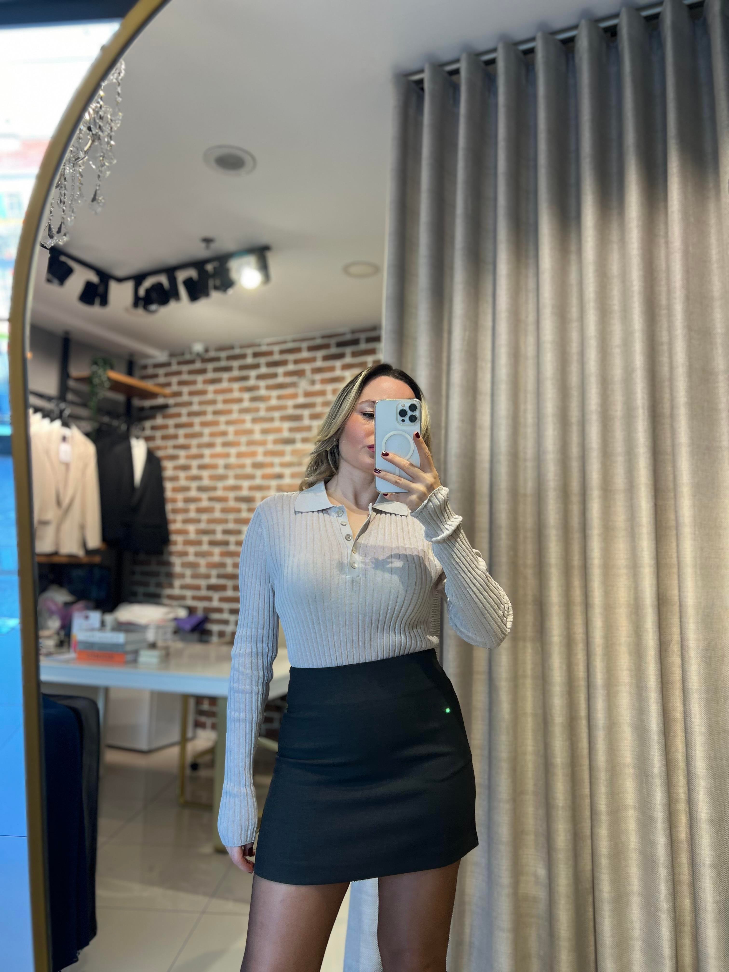 Orijinal Marka Evaze Antrasit Mini Etek