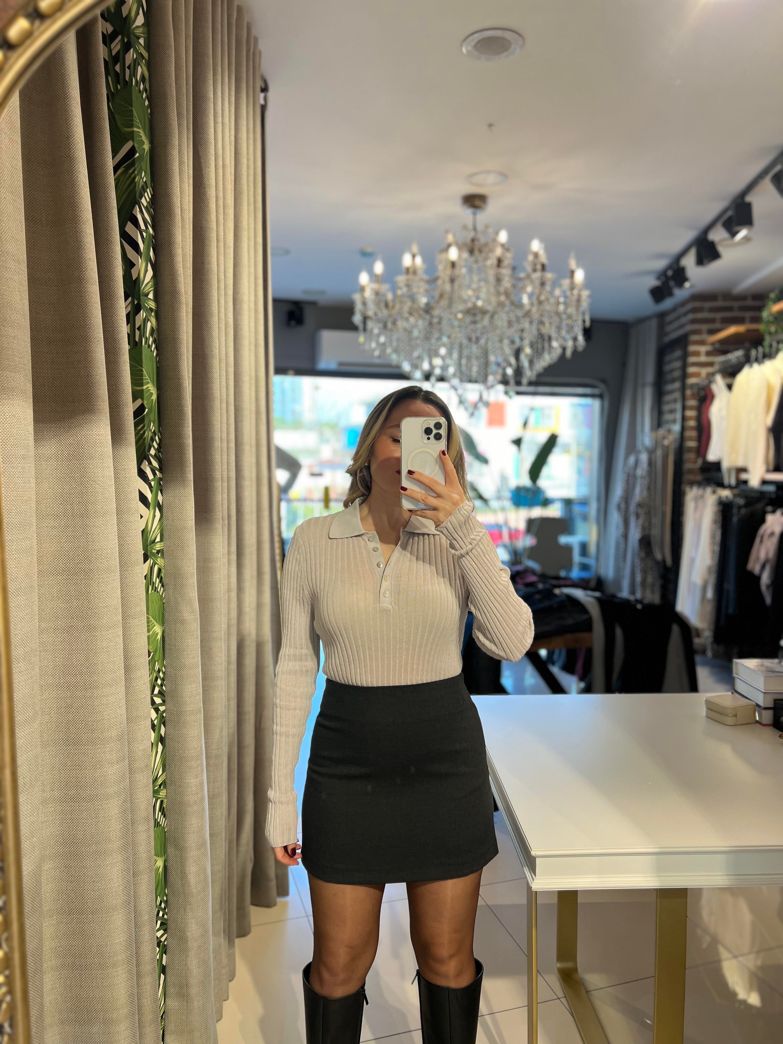 Orijinal Marka Evaze Antrasit Mini Etek