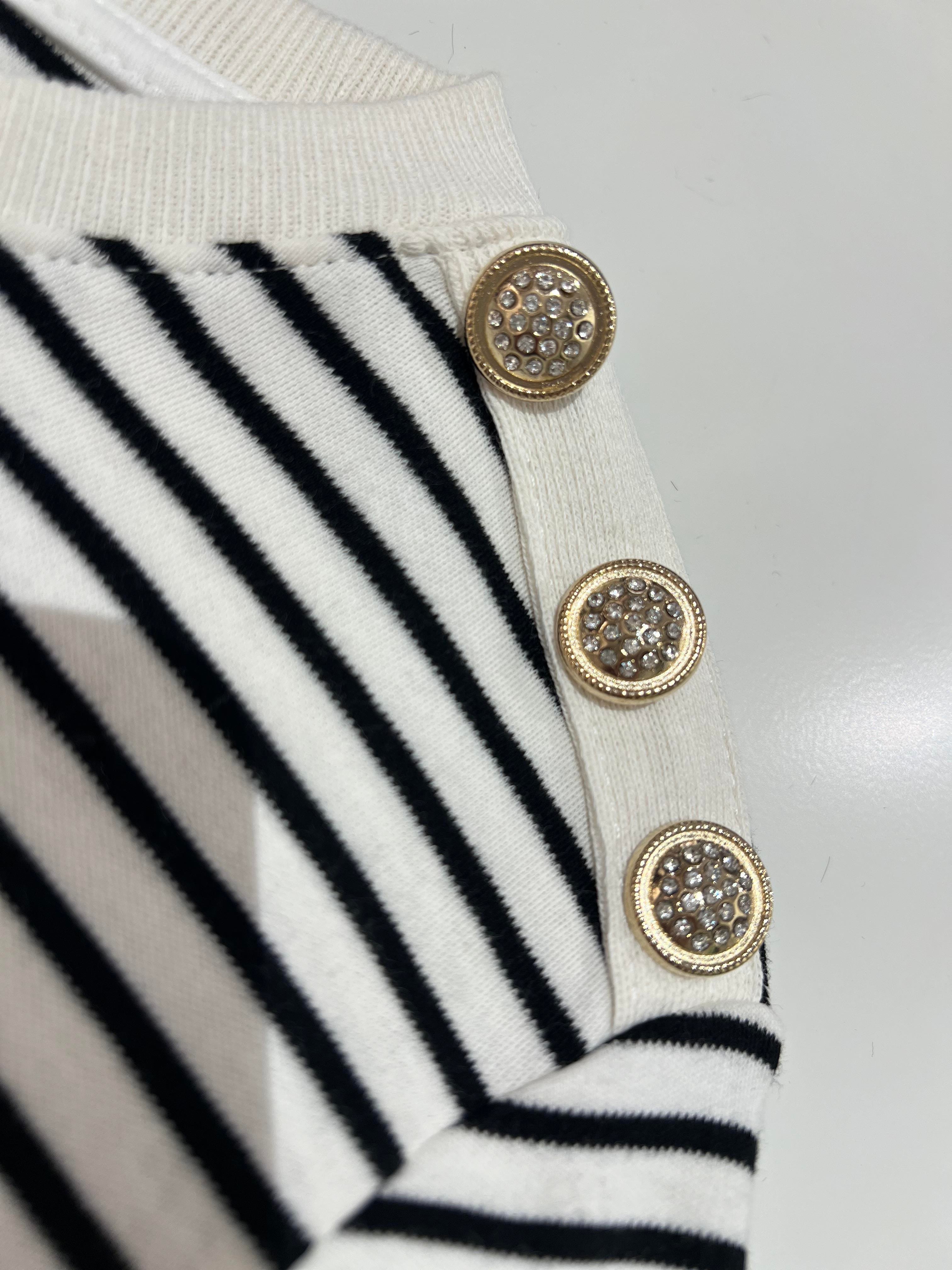 Siyah Beyaz Çizgili Bluz