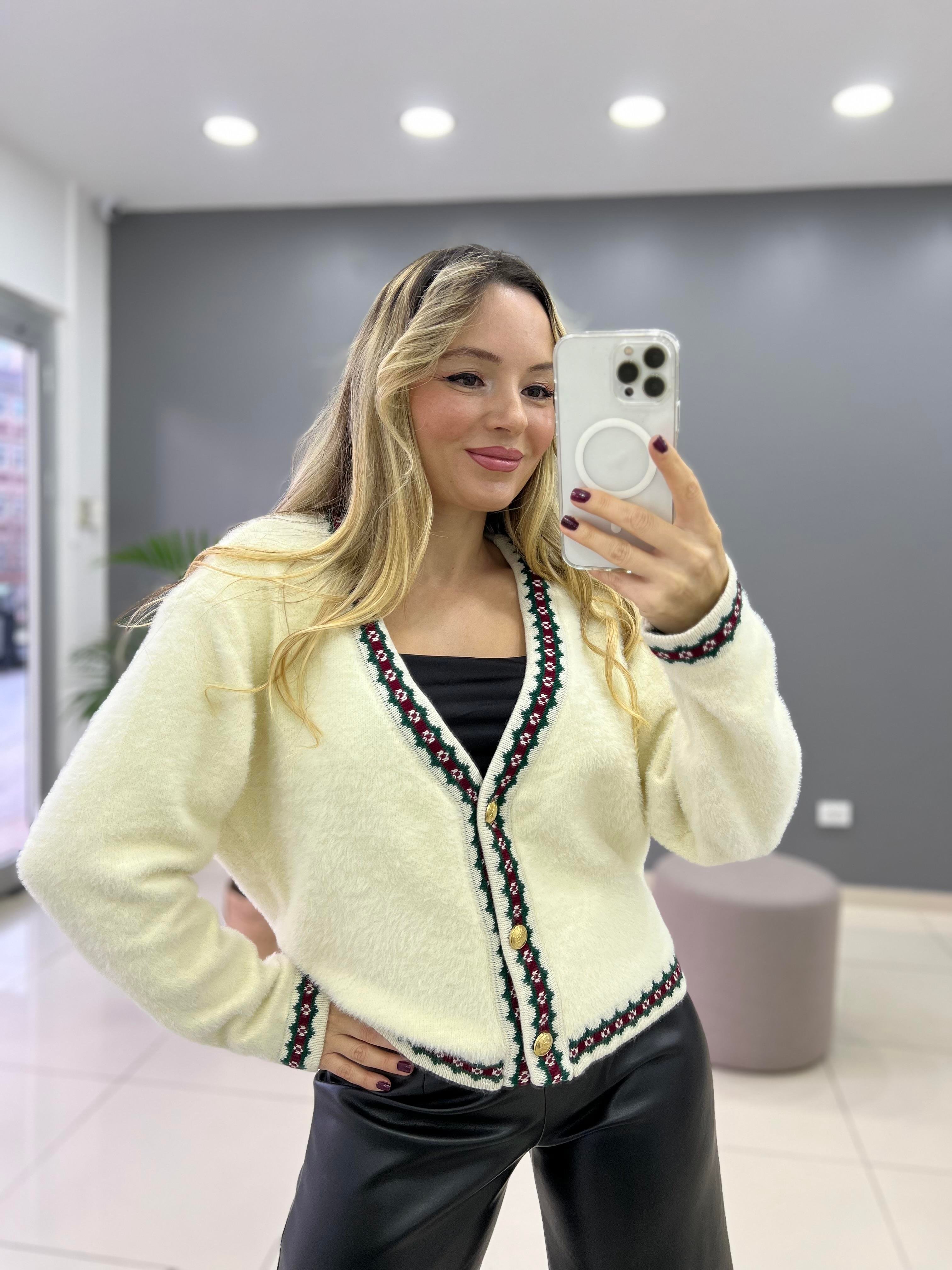 Yumoş Etnik Desenli Hırka