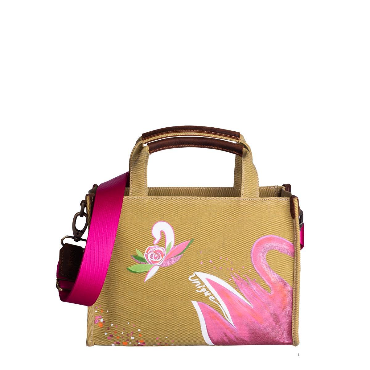 Kanvas Çanta Açık Yeşil Kuğulu Küçük Boy