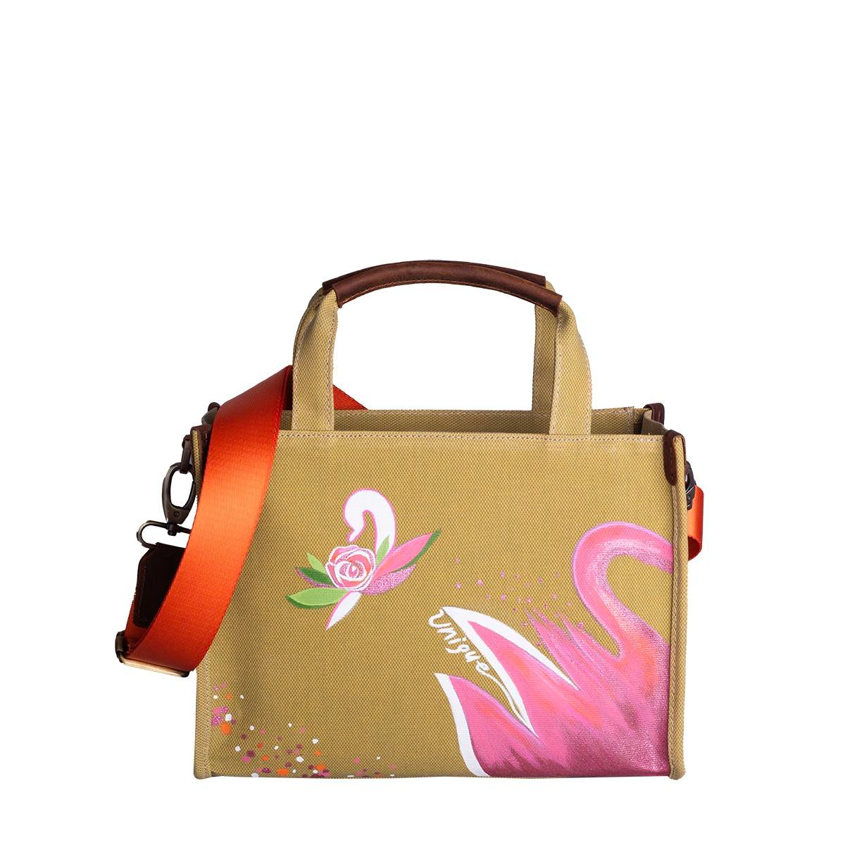 Kanvas Çanta Açık Yeşil Kuğulu Küçük Boy