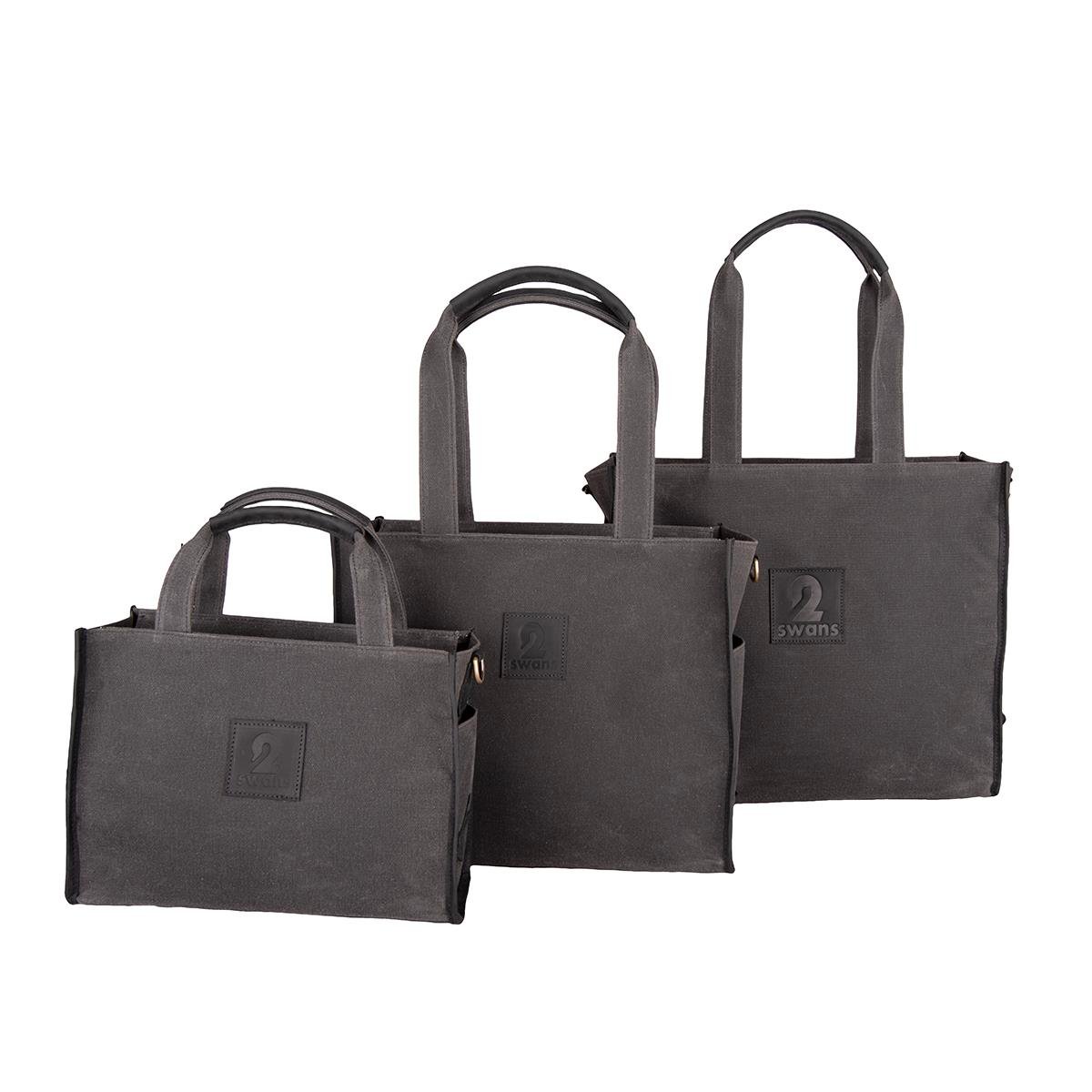 Kanvas Çanta Antrasit Siyah Derili Küçük Boy