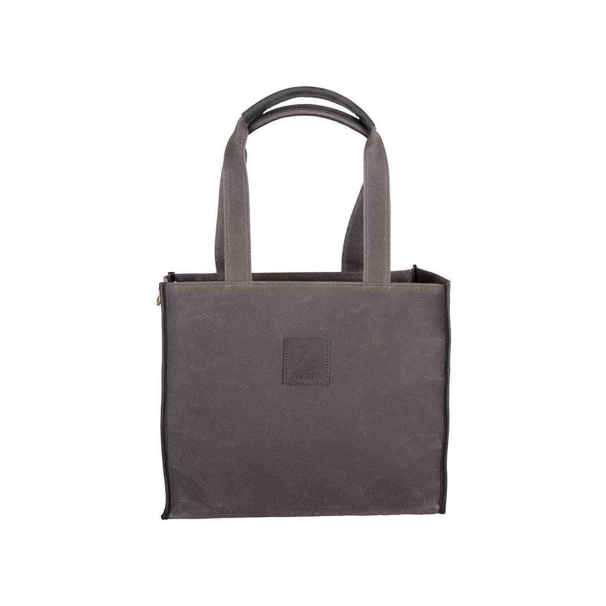 Kanvas Çanta Antrasit Siyah Derili Orta Boy