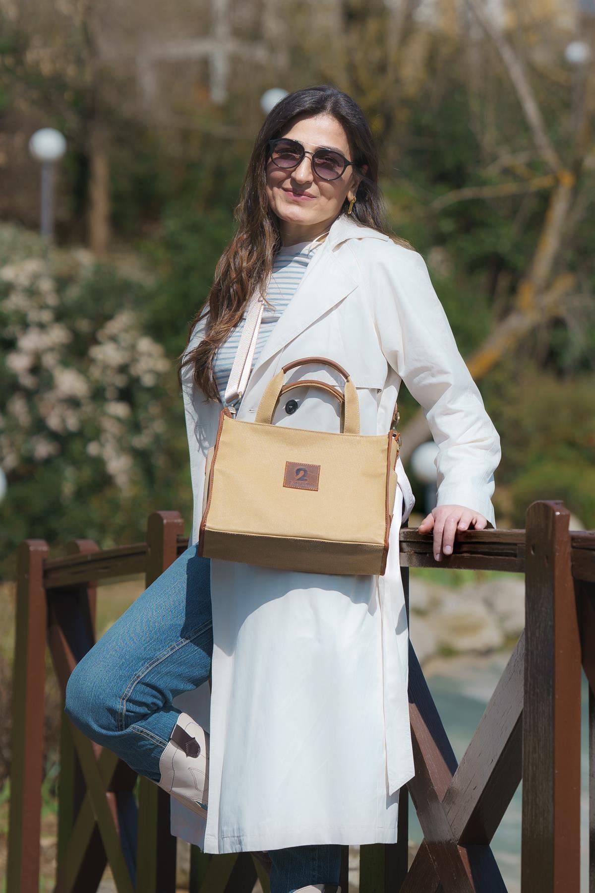 Kanvas Çanta Bej Küçük Boy