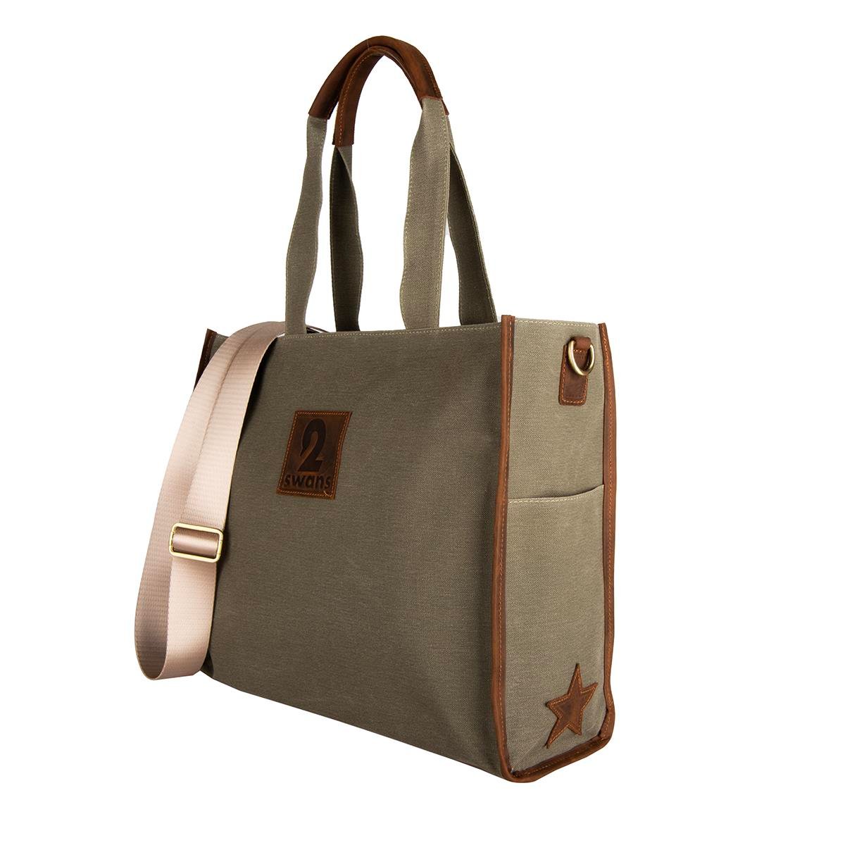 Kanvas Çanta Haki Büyük Boy