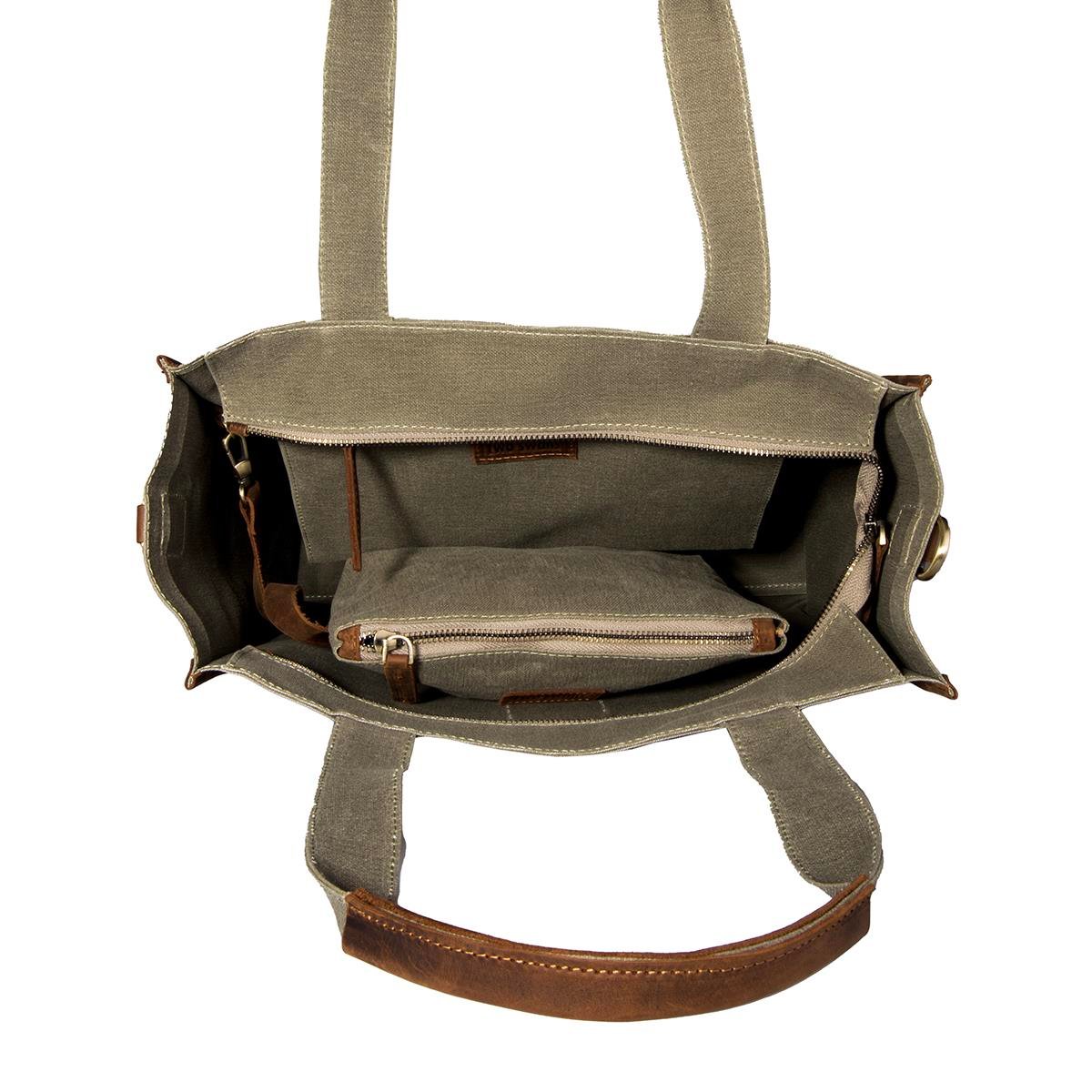 Kanvas Çanta Haki Büyük Boy