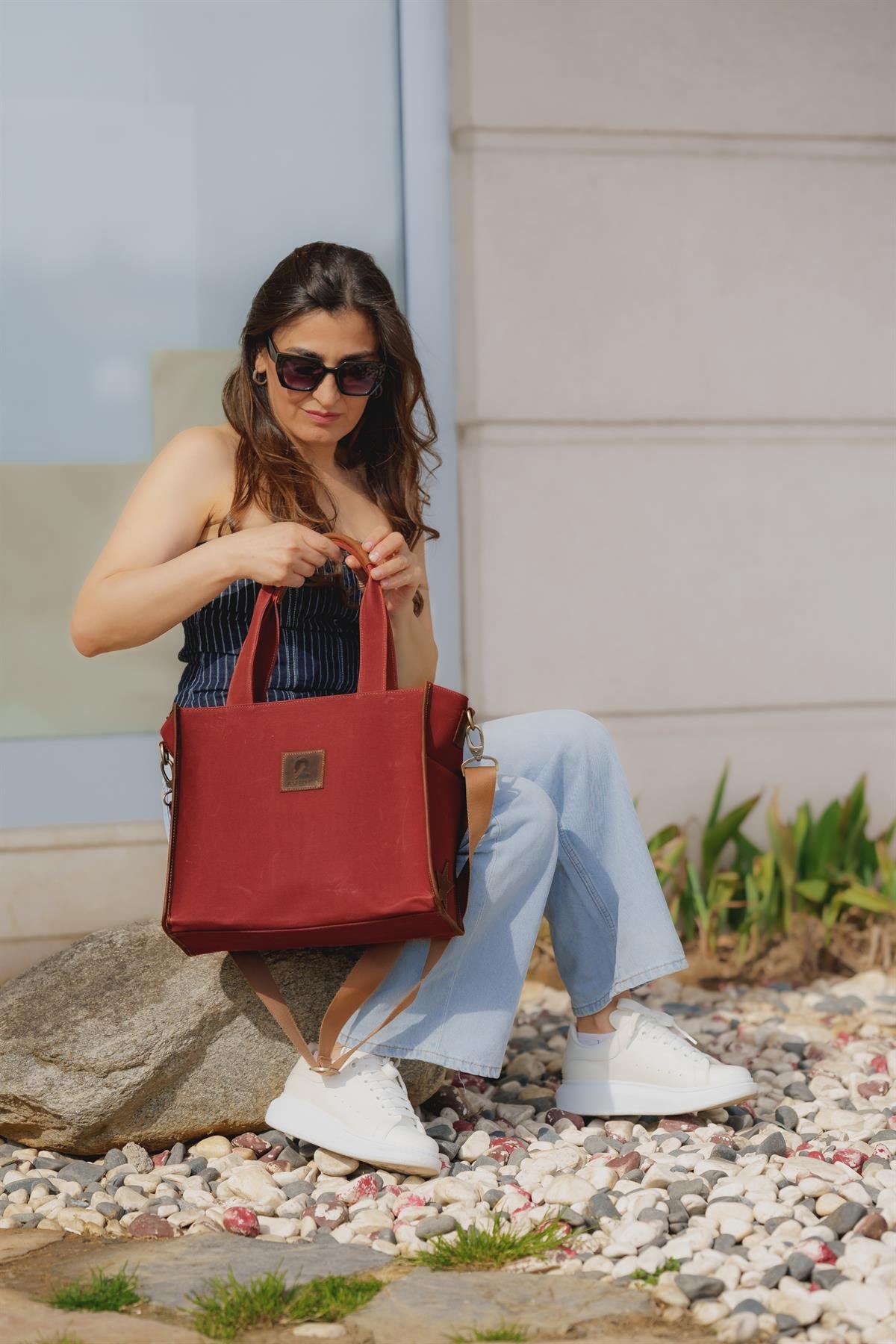 Kanvas Çanta Kiremit Orta Boy