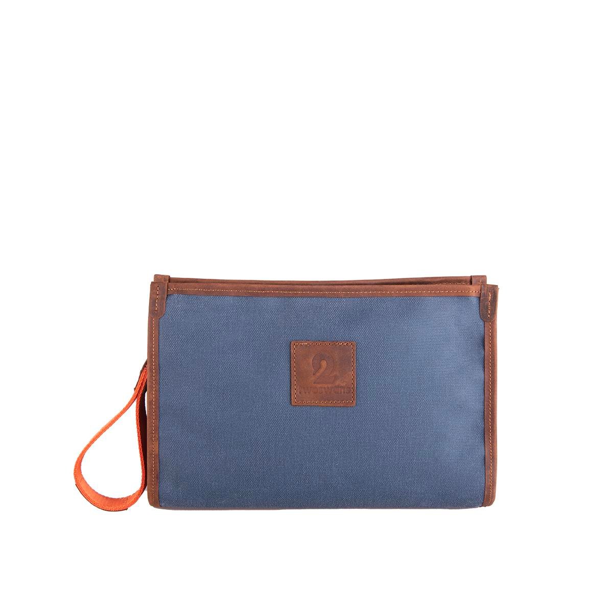 Kanvas Clutch Mavi Kahve Standart Boy