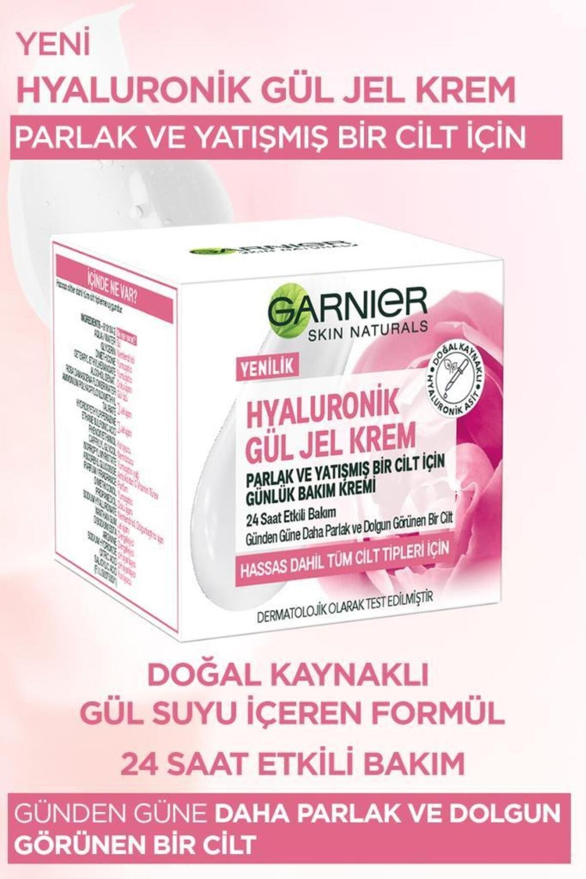 Garnier Hyaluronik Gül Jel-krem - Parlak Ve Yatışmış Bir Cilt İçin Günlük Bakım Kremi