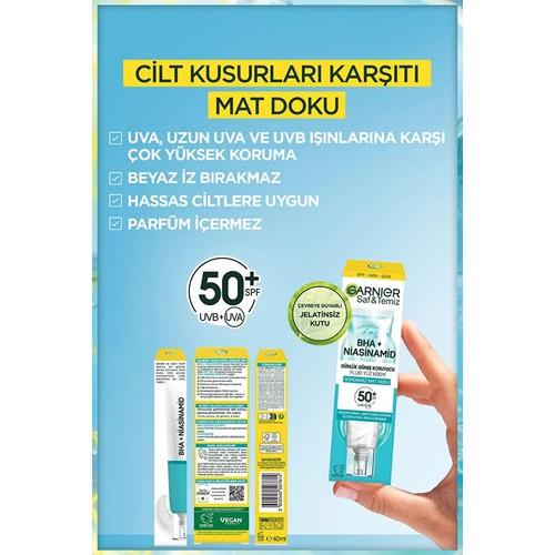 Garnier Saf Ve Temiz Bha Niasinamid Günlük Güneş Koruyucu Fluid Yüz Kremi Spf50 40ml