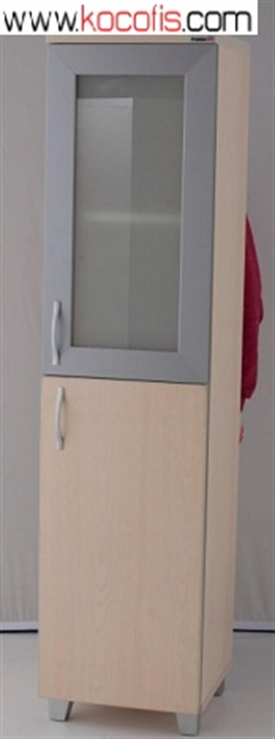 160lık Yarım  Tek Cam Ahşap Kapaklı Dolap