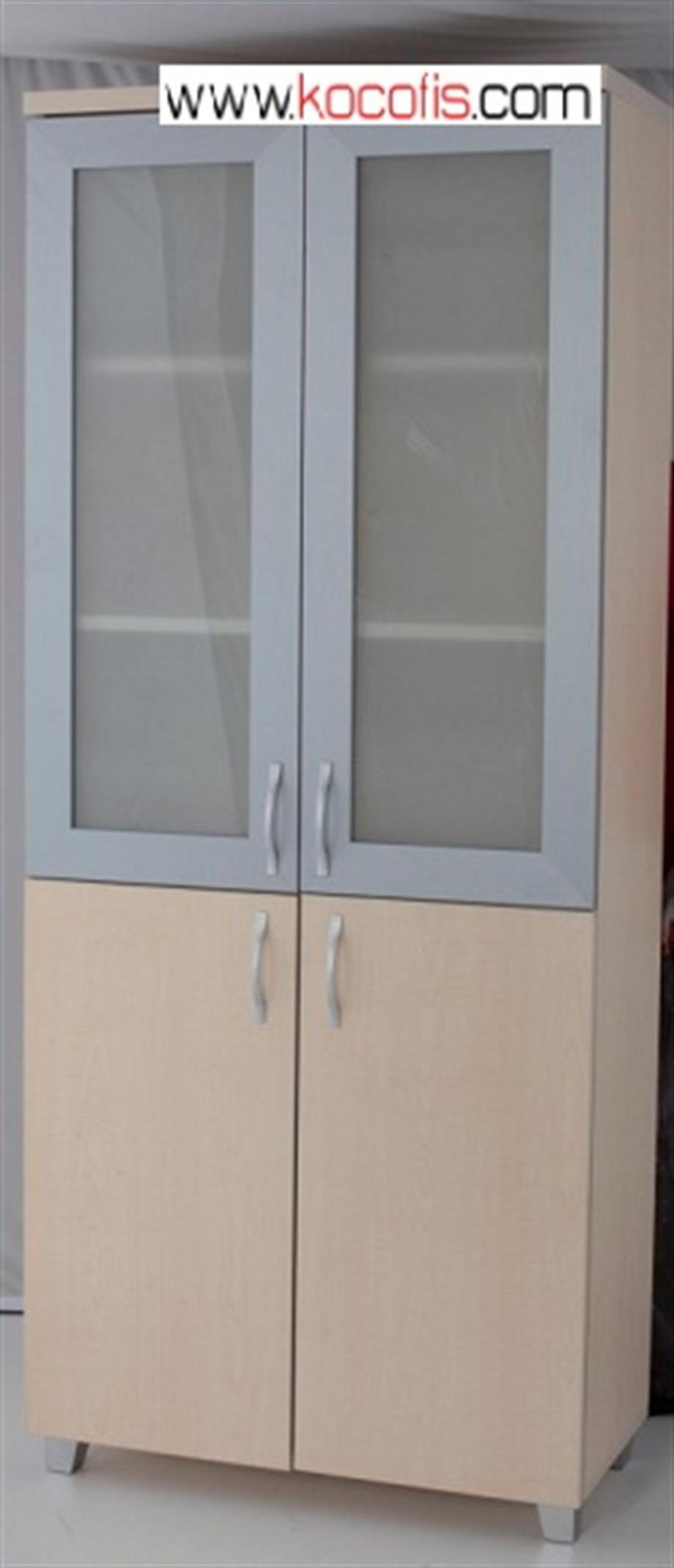 190lık Yarı Cam Ahşap Kapaklı Dolap