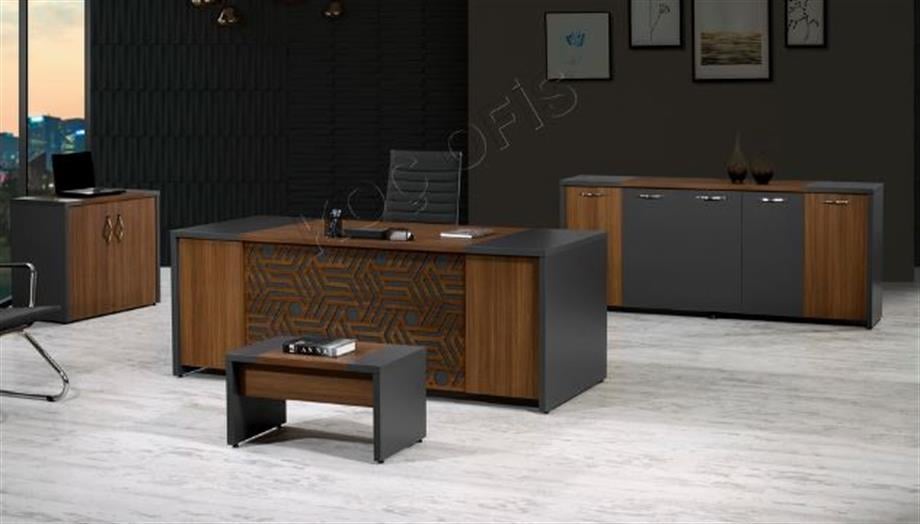 NOVA PLUS YÖNETİCİ MASA TAKIMI  #45; 200CM. DOLAP DAHİL