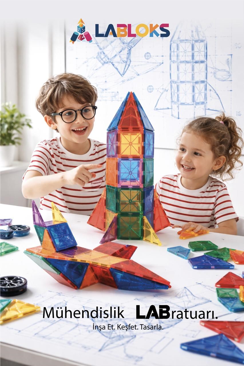 Labloks Manyetik Yapı Blokları – Çocuklar Için Eğitici Oyuncak 72 Parça Manyetik Karo Oyun Seti