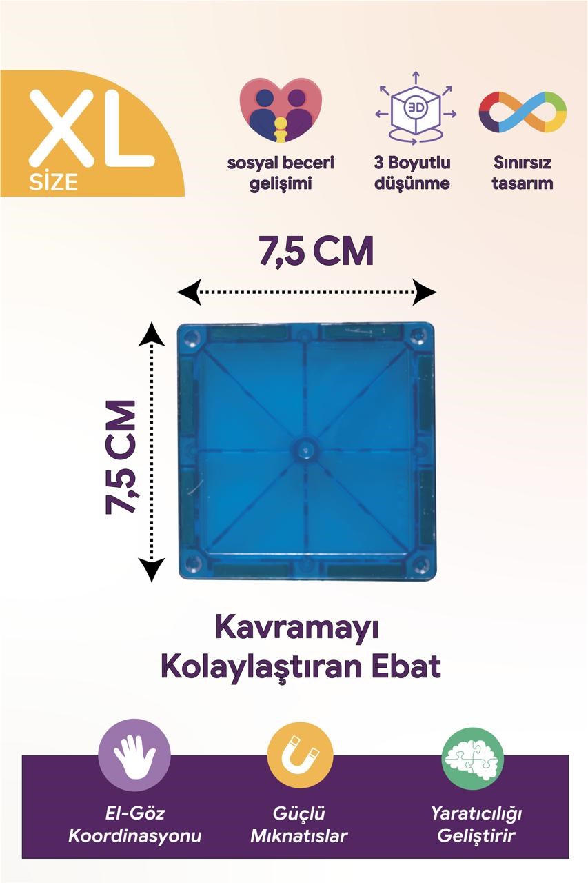 Labloks Manyetik Yapı Blokları – Çocuklar Için Eğitici Oyuncak 72 Parça Manyetik Karo Oyun Seti