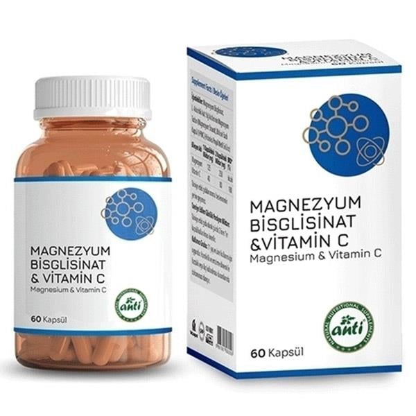 Anti Magnezyum Bisglisinat Vitamin C 60 Kapsül Anti Natural