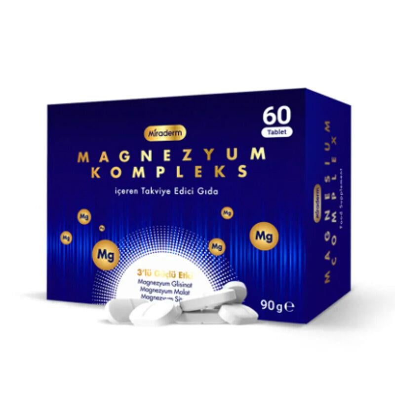 Miraderm Magnezyum Kompleks İçeren Takviye Edici Gıda 60 Tablet Miraderm