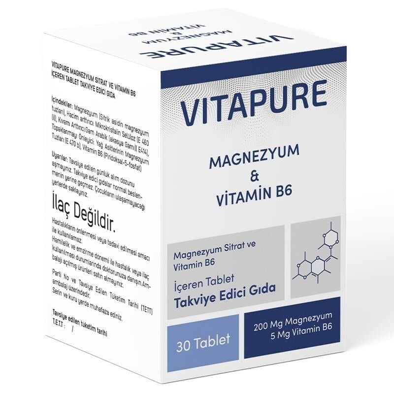 Vitapure Magnezyum B6 Vitamin 30 Tablet Vitapure