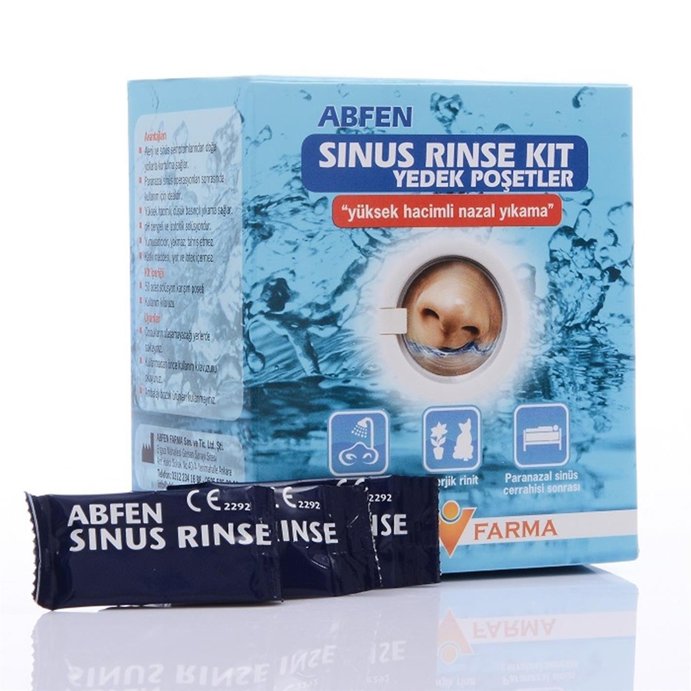 Abfen Sinüs Rinse Kit Yetişkin 50 Yedek Poşet (mavi küçük)