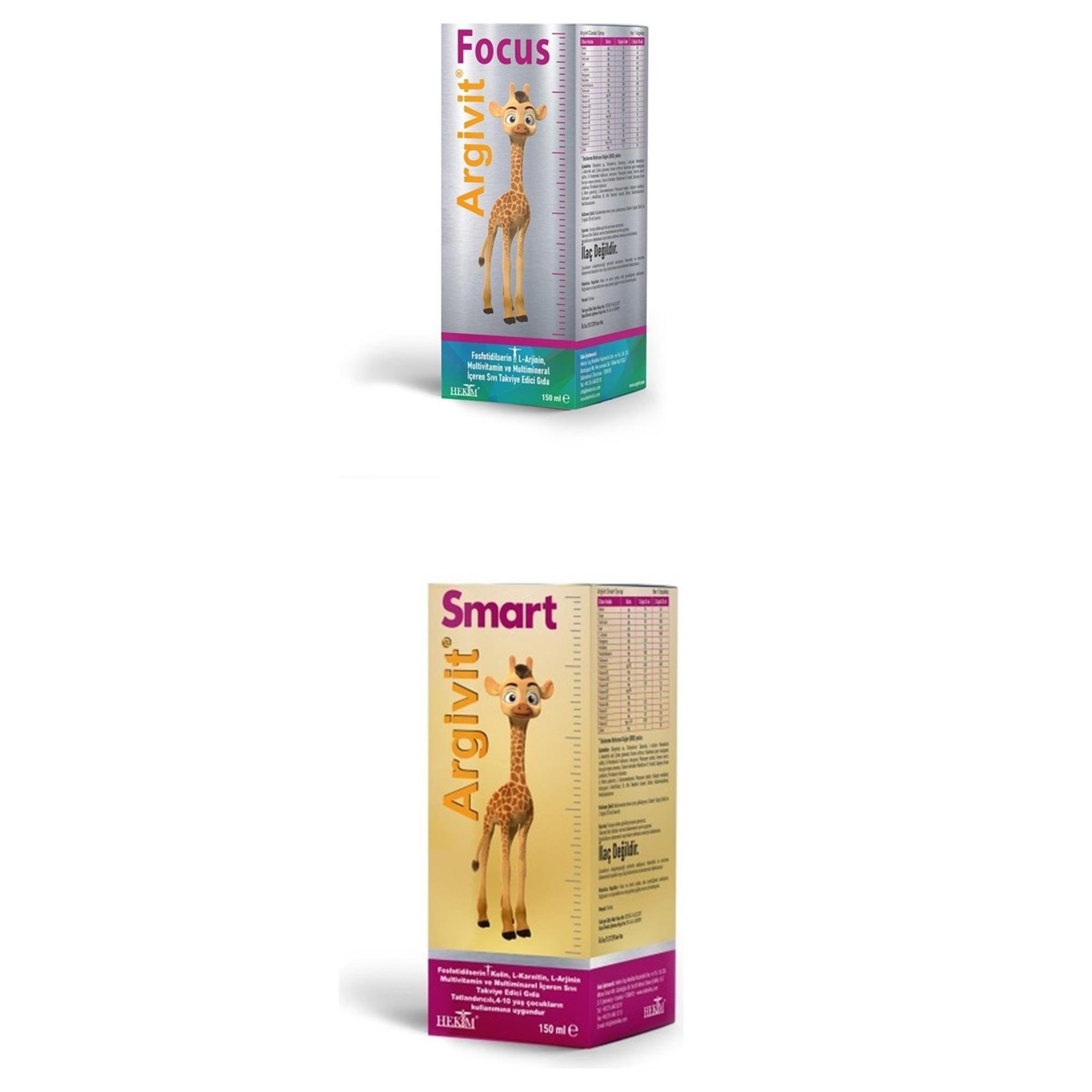 Argivit Focus 150 ml Şurup + Argivit Smart 150 ml Şurup