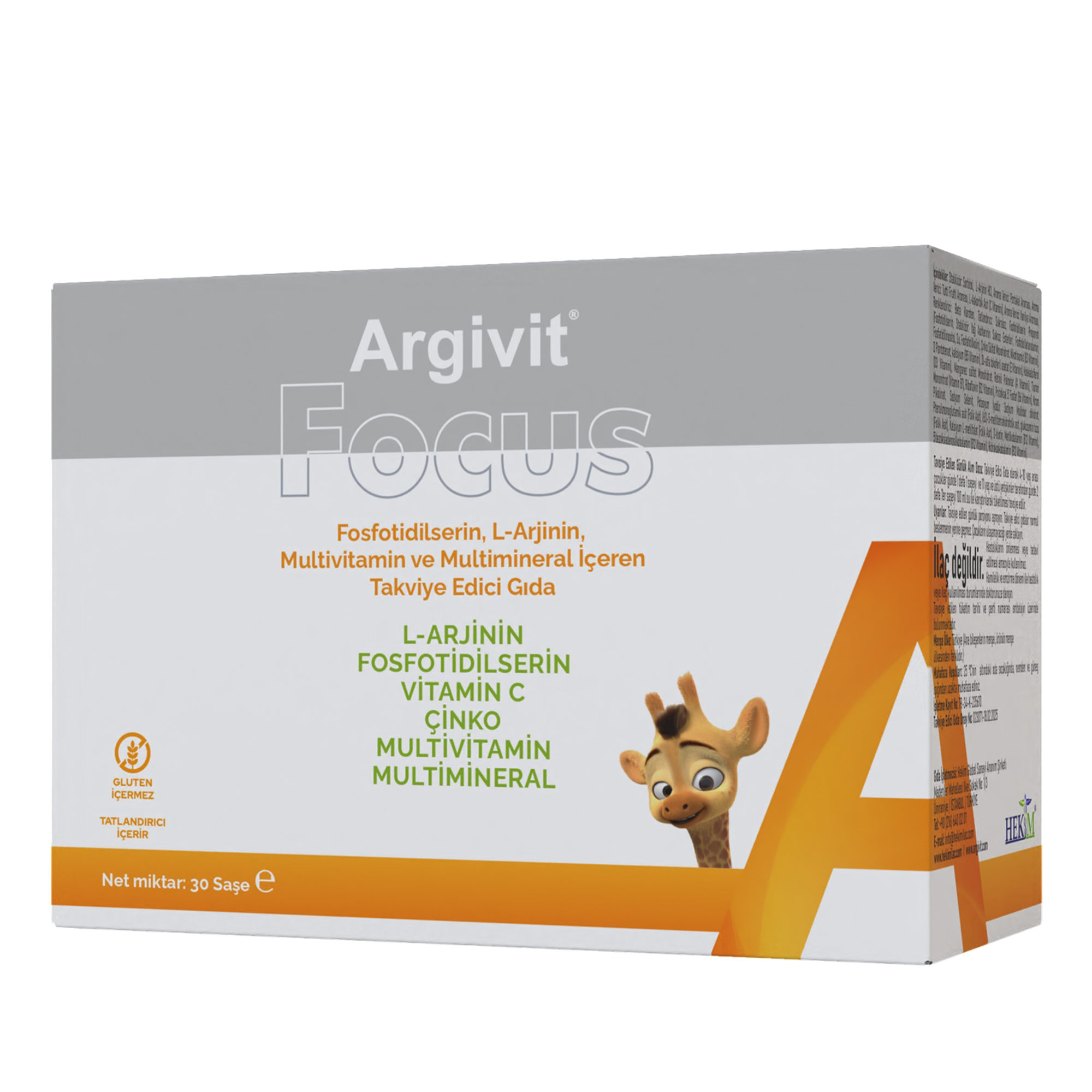 Argivit Focus L-Arjinin, Fosfotidilserin, Multivitamin ve Multimineral 30 saşe