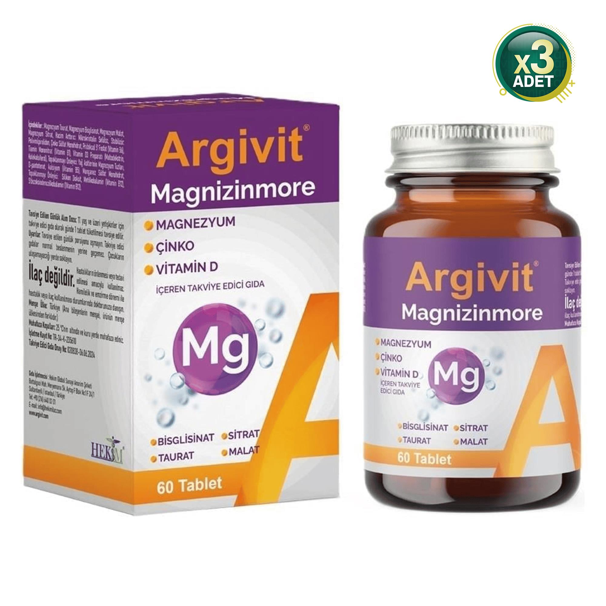 Argivit Magnizinmore 60 Tablet 3 Adet