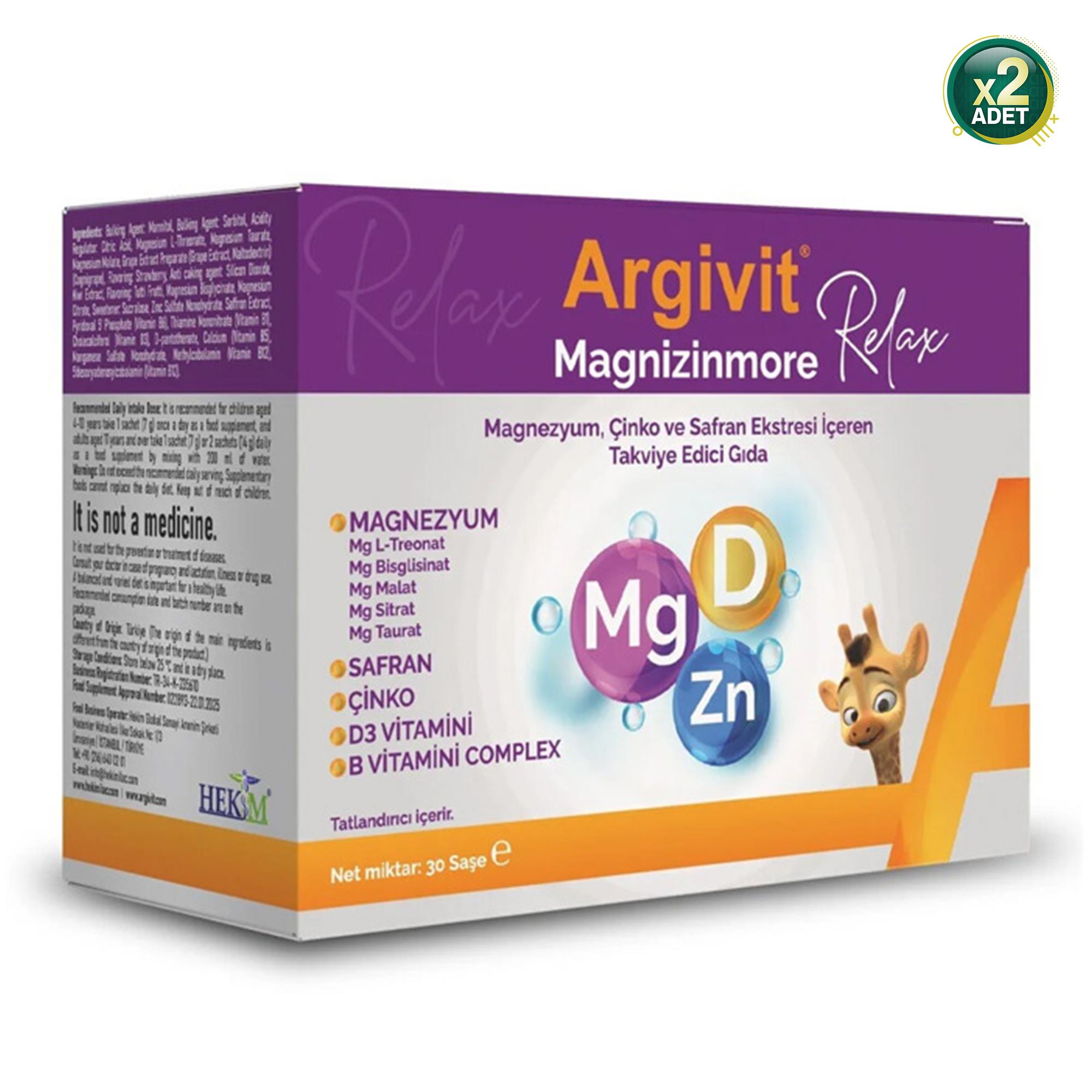 Argivit Magnizinmore Relax 30 Saşe 2 Adet