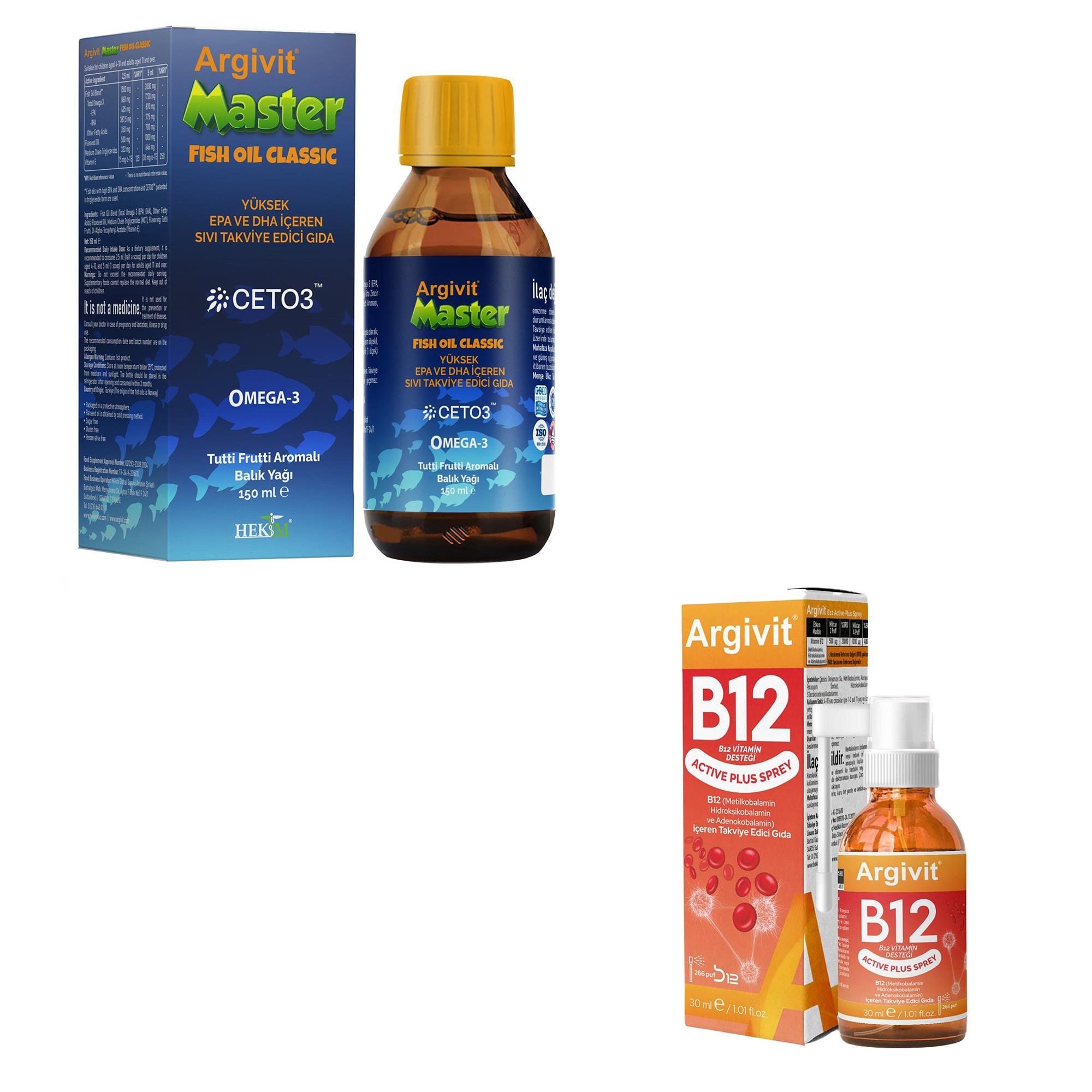Argivit Master Balık Yağı + Argivit B12 Active Plus Sprey 30 ml