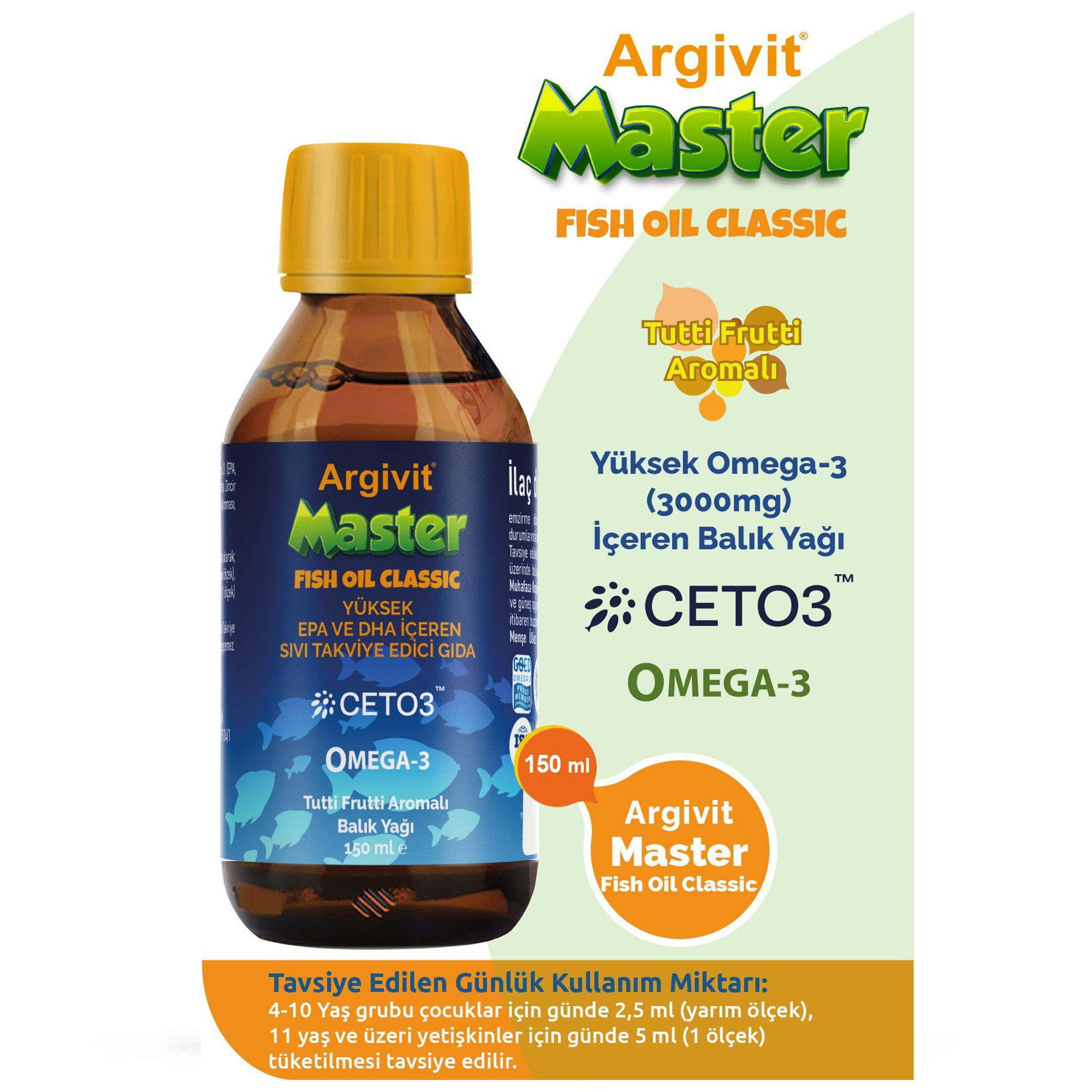 Argivit Master Fish Oil Classic Balık Yağı 150 ml